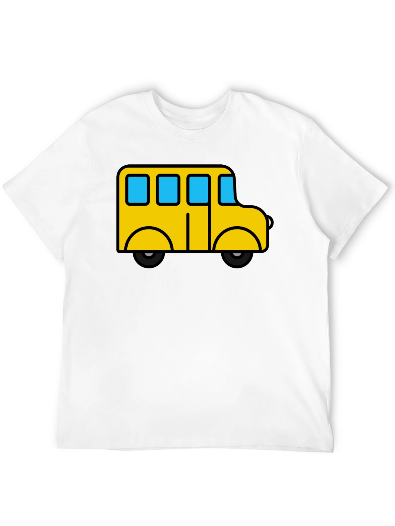 Cartoon School Bus Black T-Shirt
