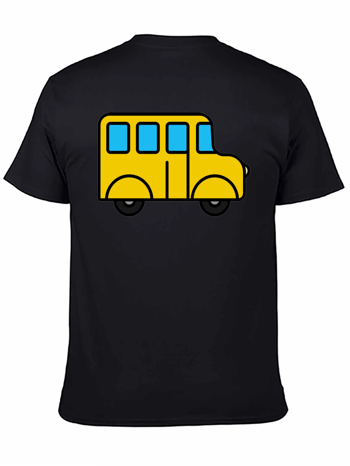 Cartoon School Bus Black T-Shirt