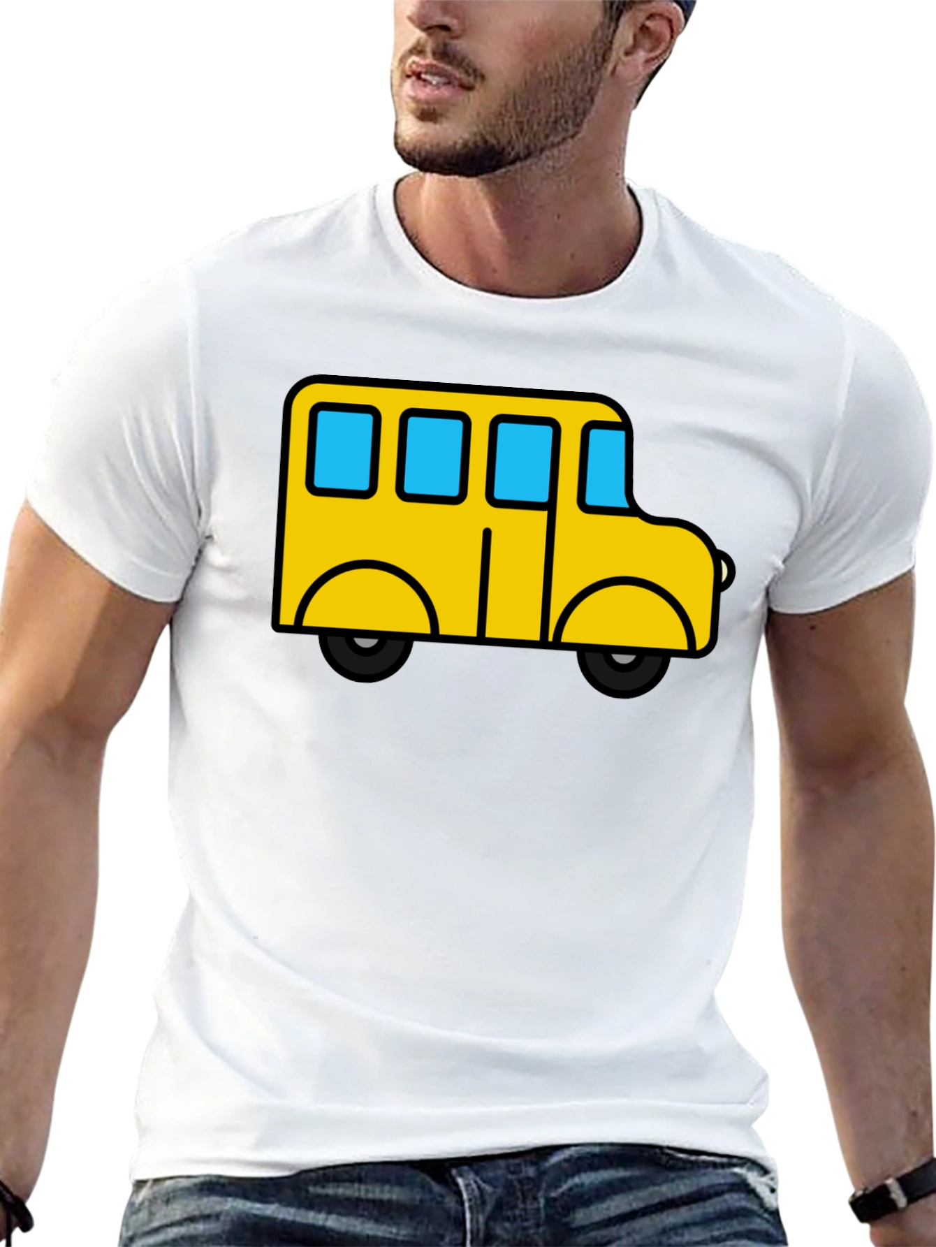 Cartoon School Bus Black T-Shirt