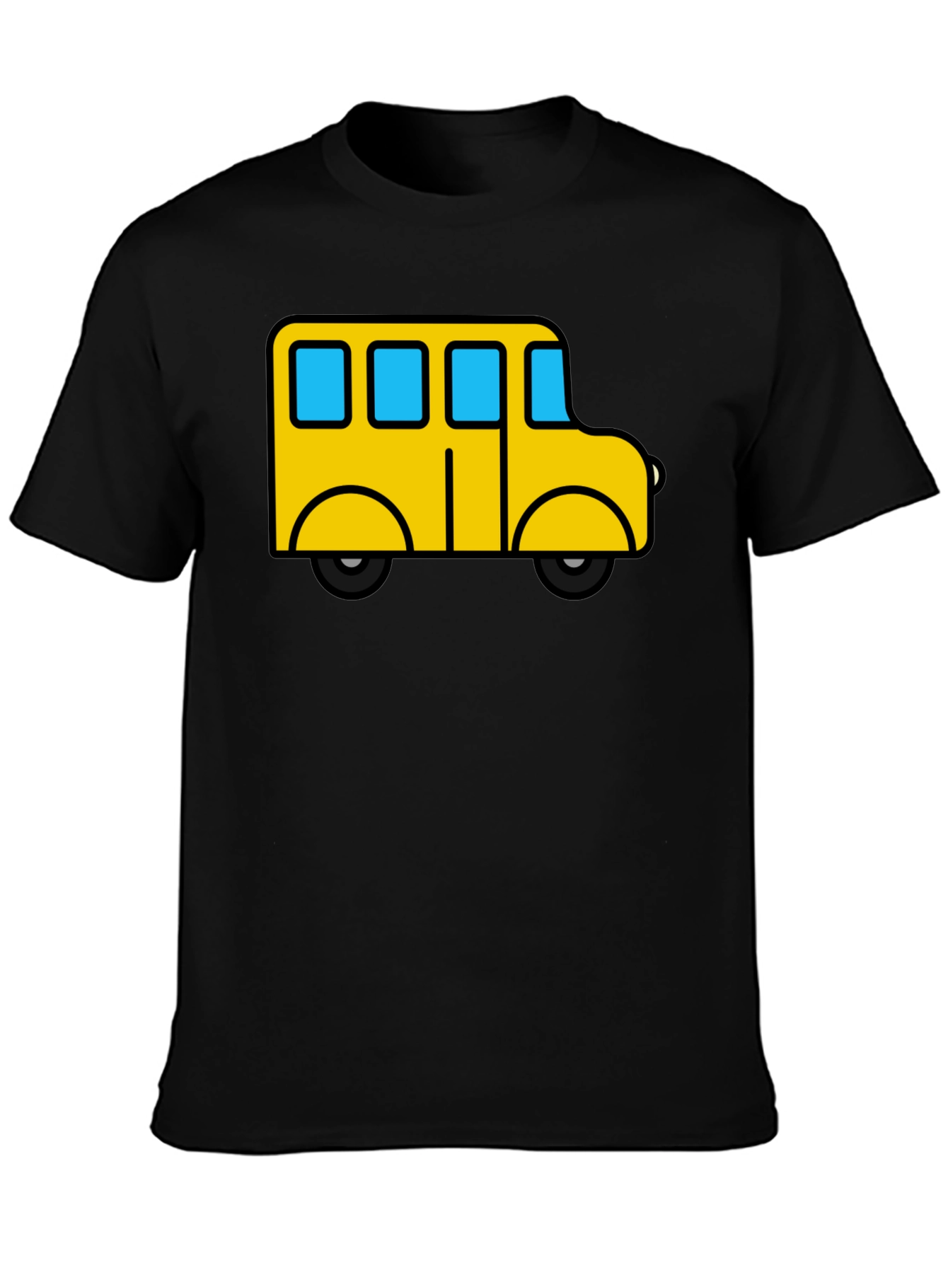 Cartoon School Bus Black T-Shirt