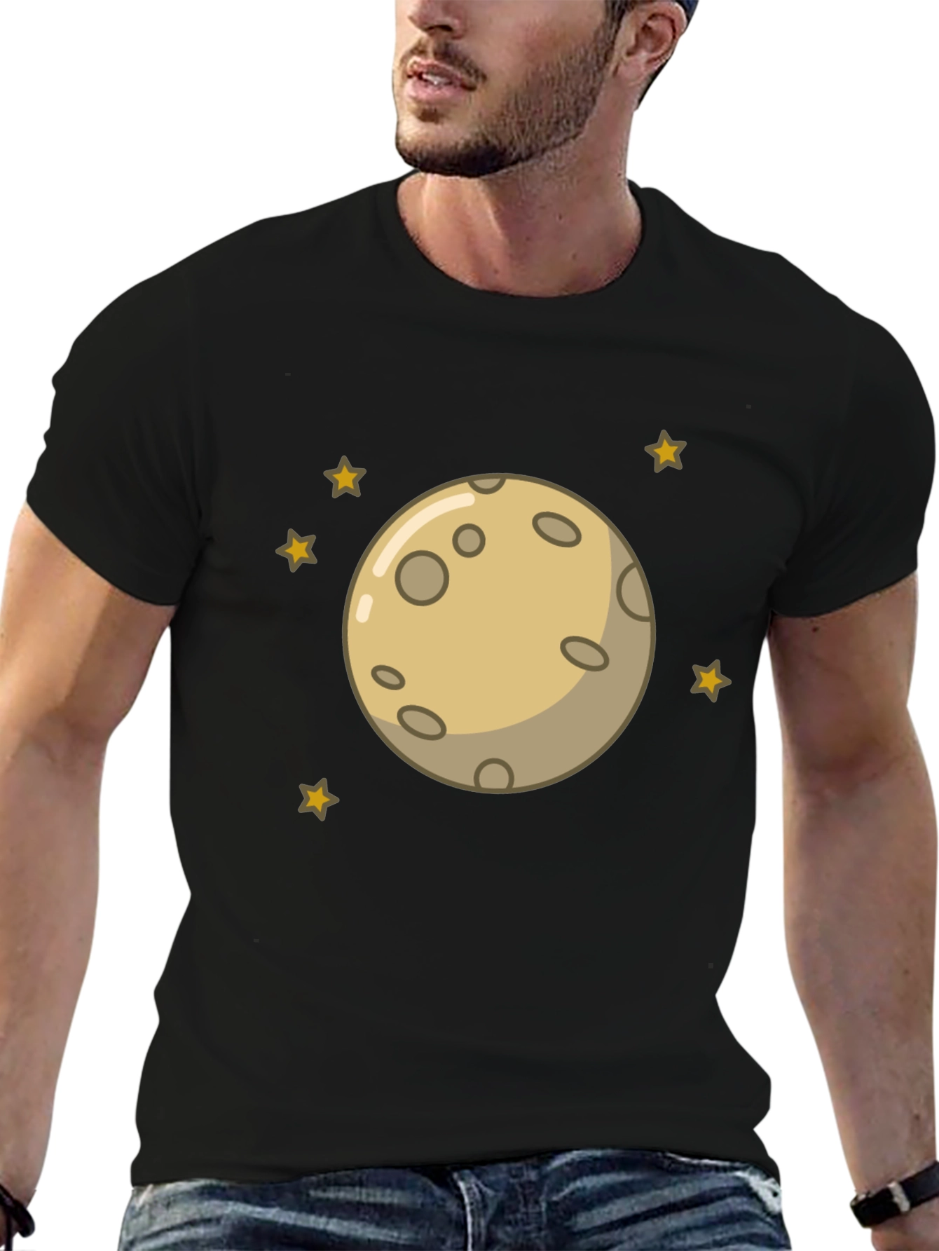 Moon and Stars Graphic Black T-Shirt