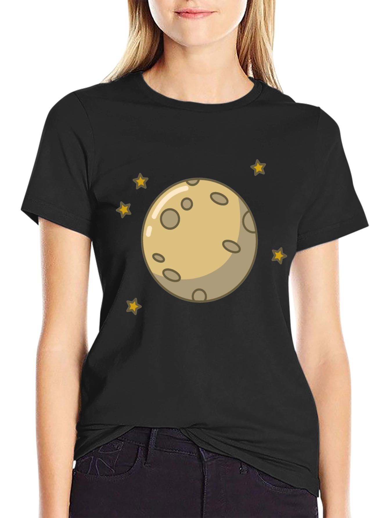 Moon and Stars Graphic Black T-Shirt