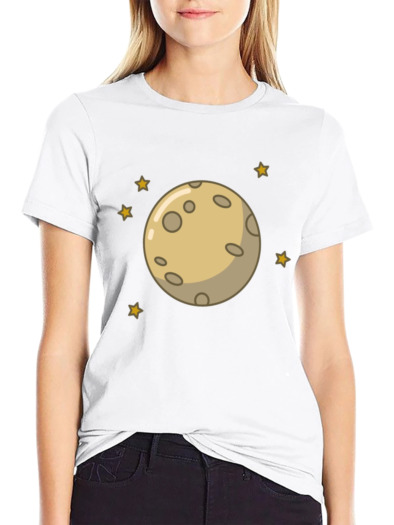 Moon and Stars Graphic Black T-Shirt
