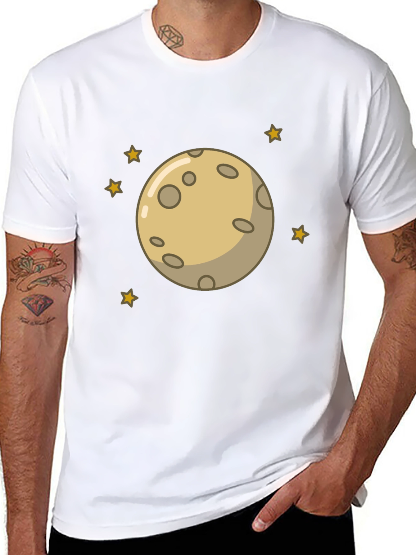 Moon and Stars Graphic Black T-Shirt