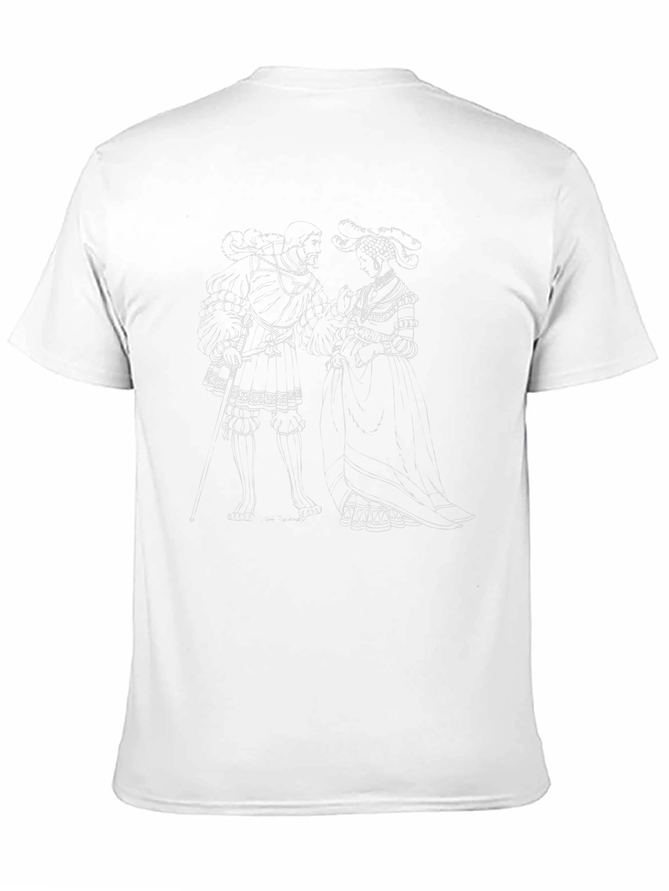 Elegant Black T-Shirt with Historical Couple Design