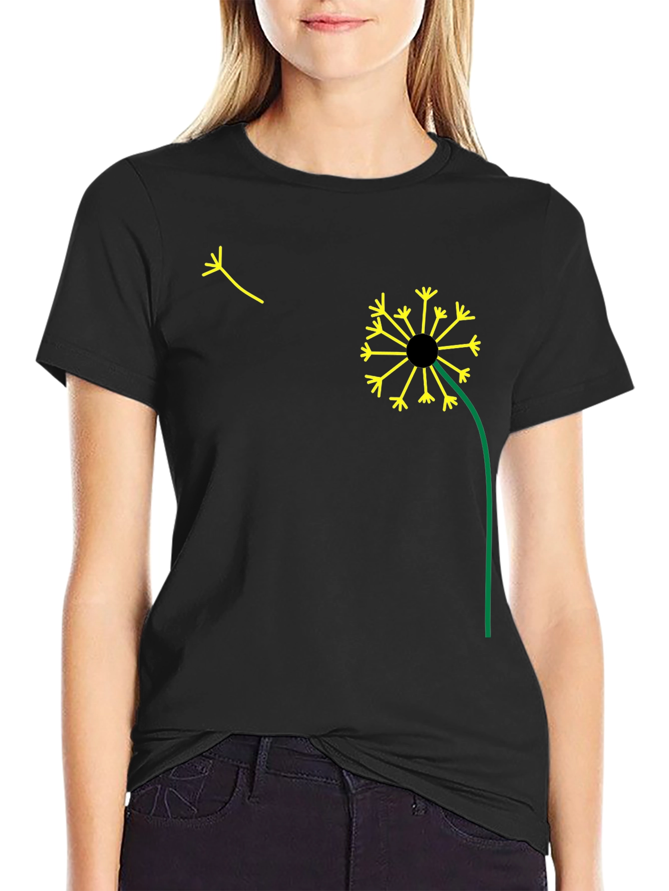 Dandelion Graphic Black T-Shirt