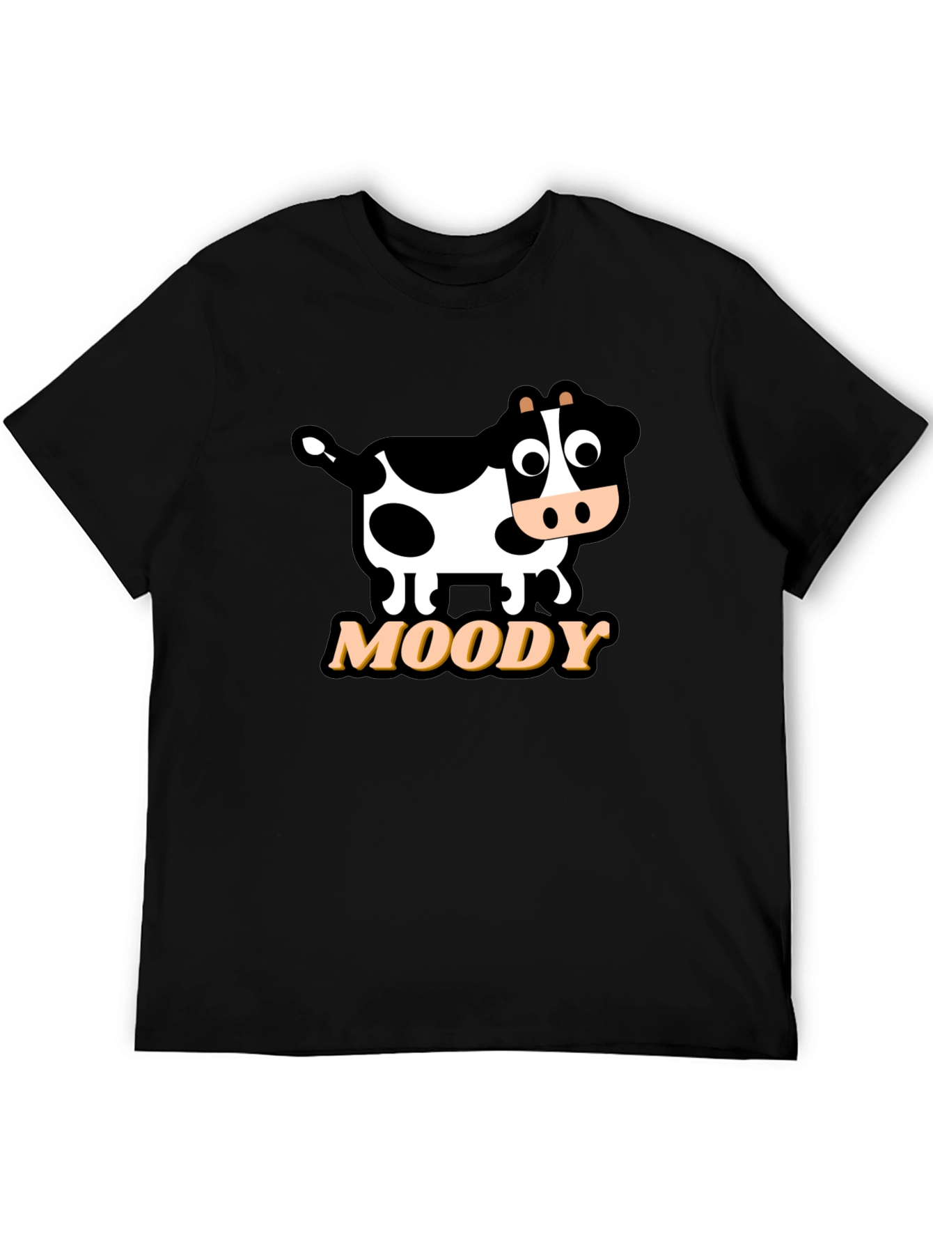 Moody Cow Graphic Tee - Black Cotton T-Shirt