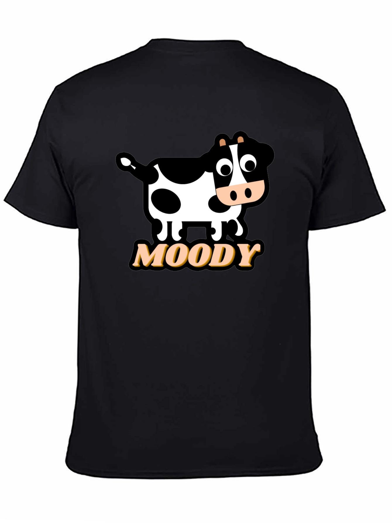 Moody Cow Graphic Tee - Black Cotton T-Shirt