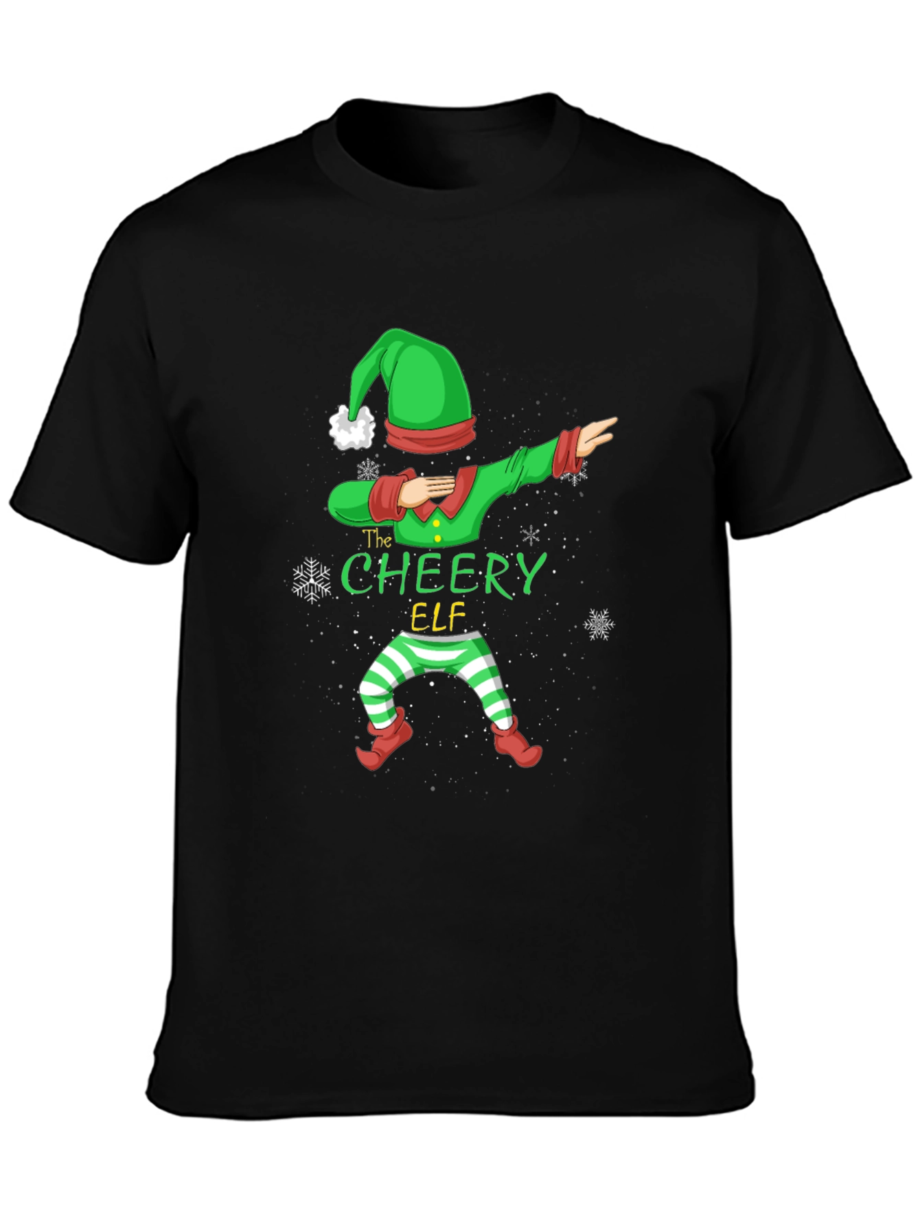 Cheery Elf Christmas Dabbing Graphic T-Shirt