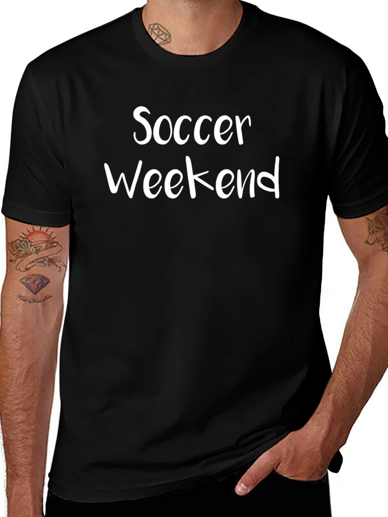 Soccer Weekend Black Cotton T-Shirt