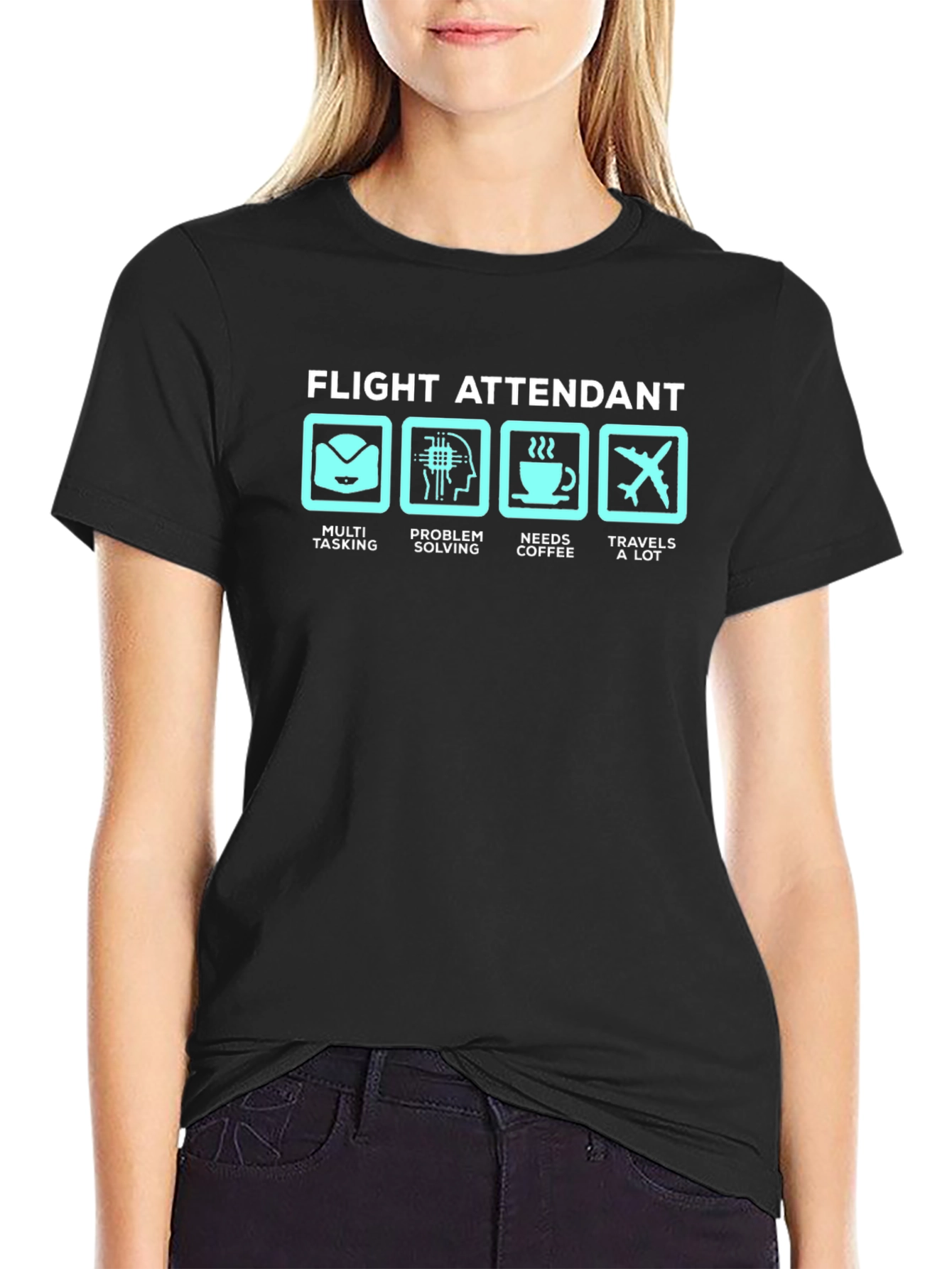 Flight Attendant T-Shirt: Multi-Tasking Coffee Traveler
