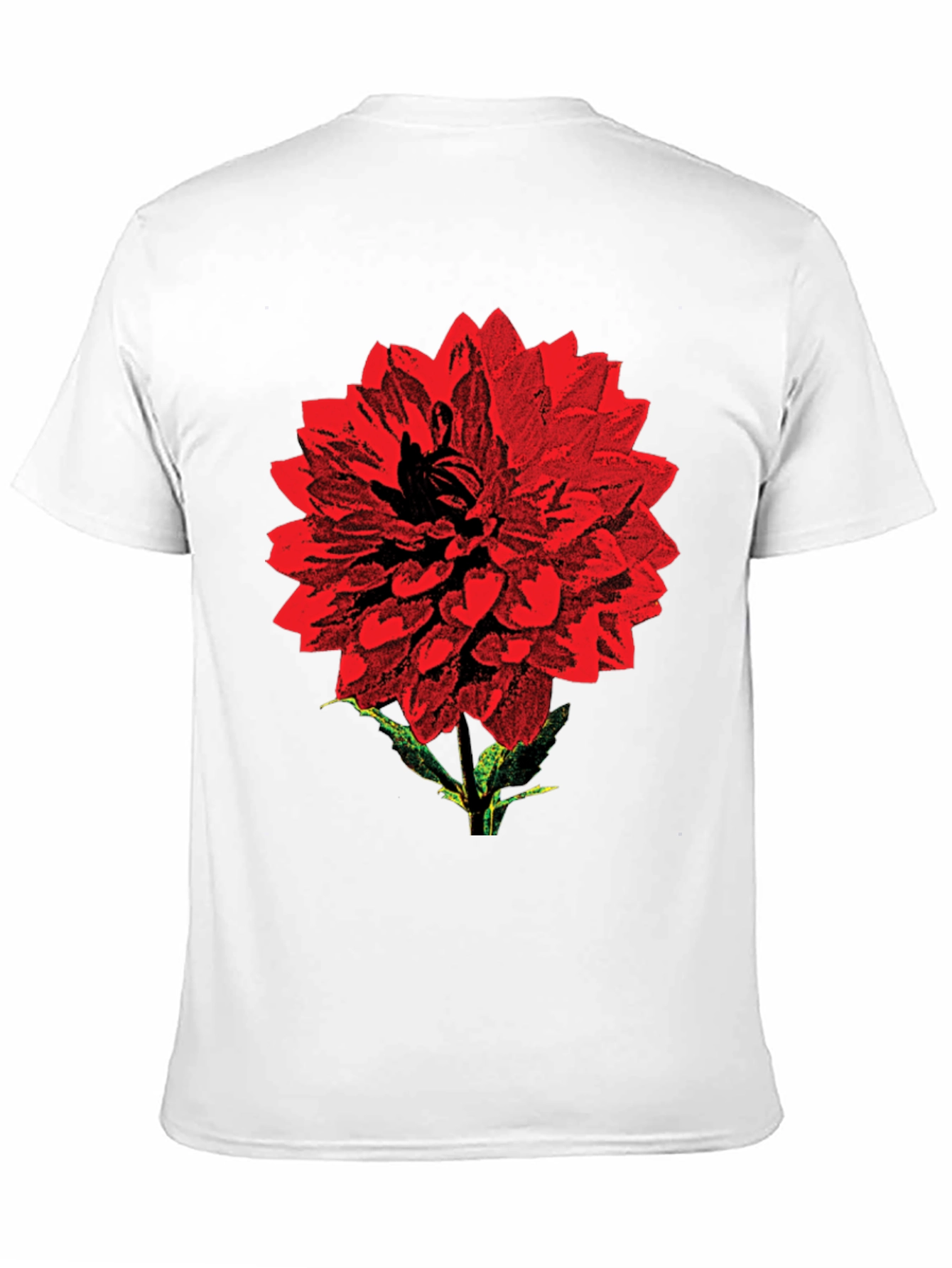 Red Flower Graphic Print Black T-Shirt