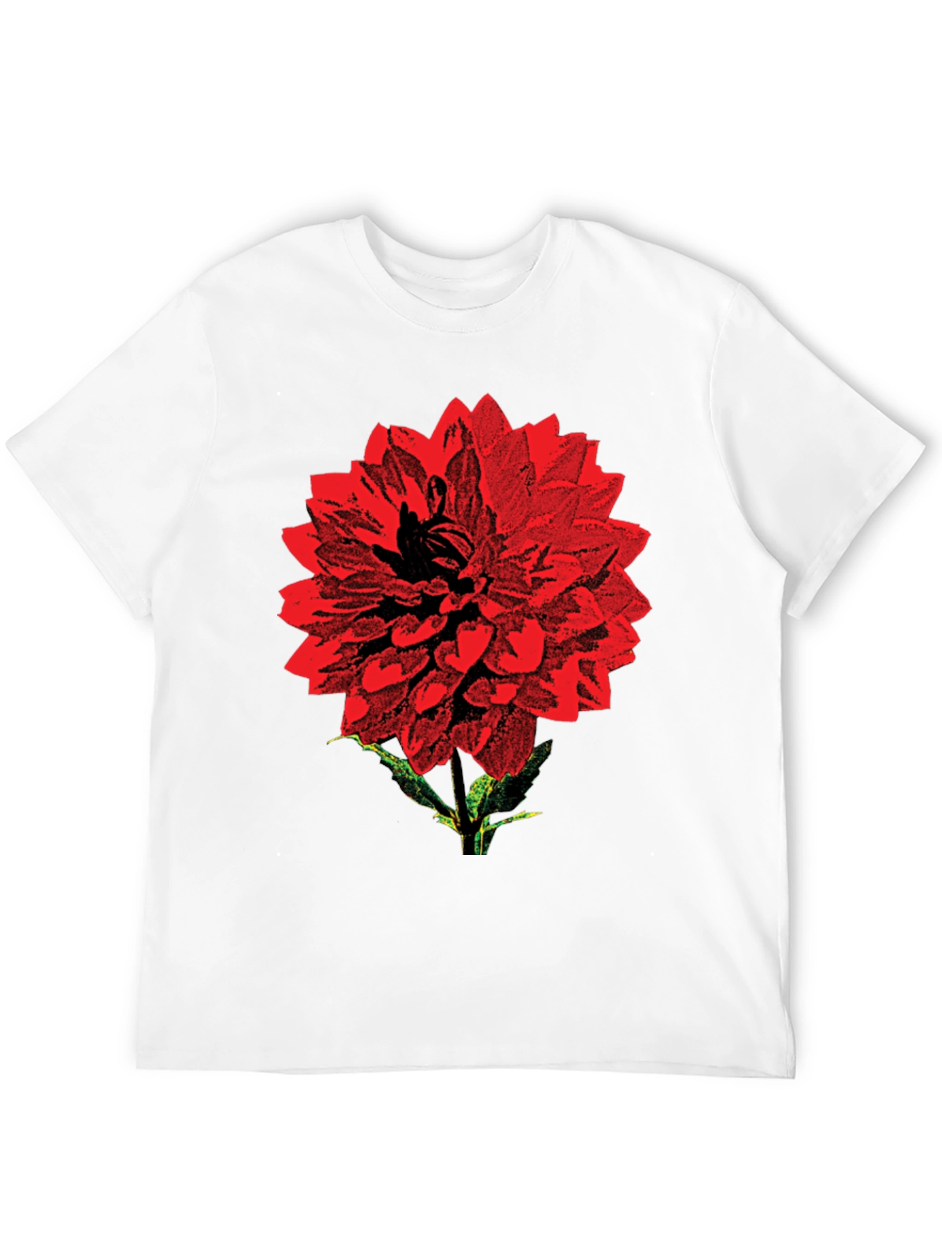 Red Flower Graphic Print Black T-Shirt