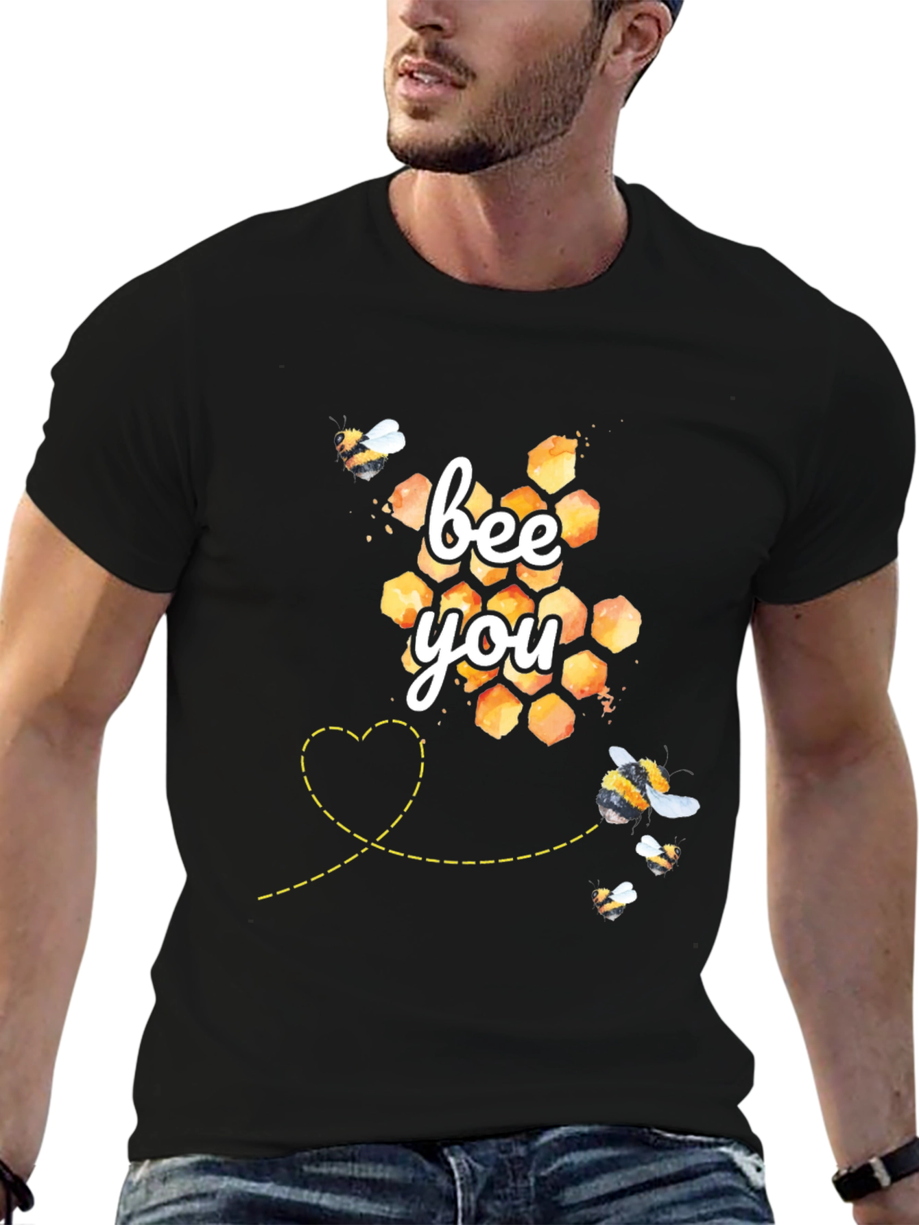 Bee You Graphic Tee - Honeycomb and Bees Design