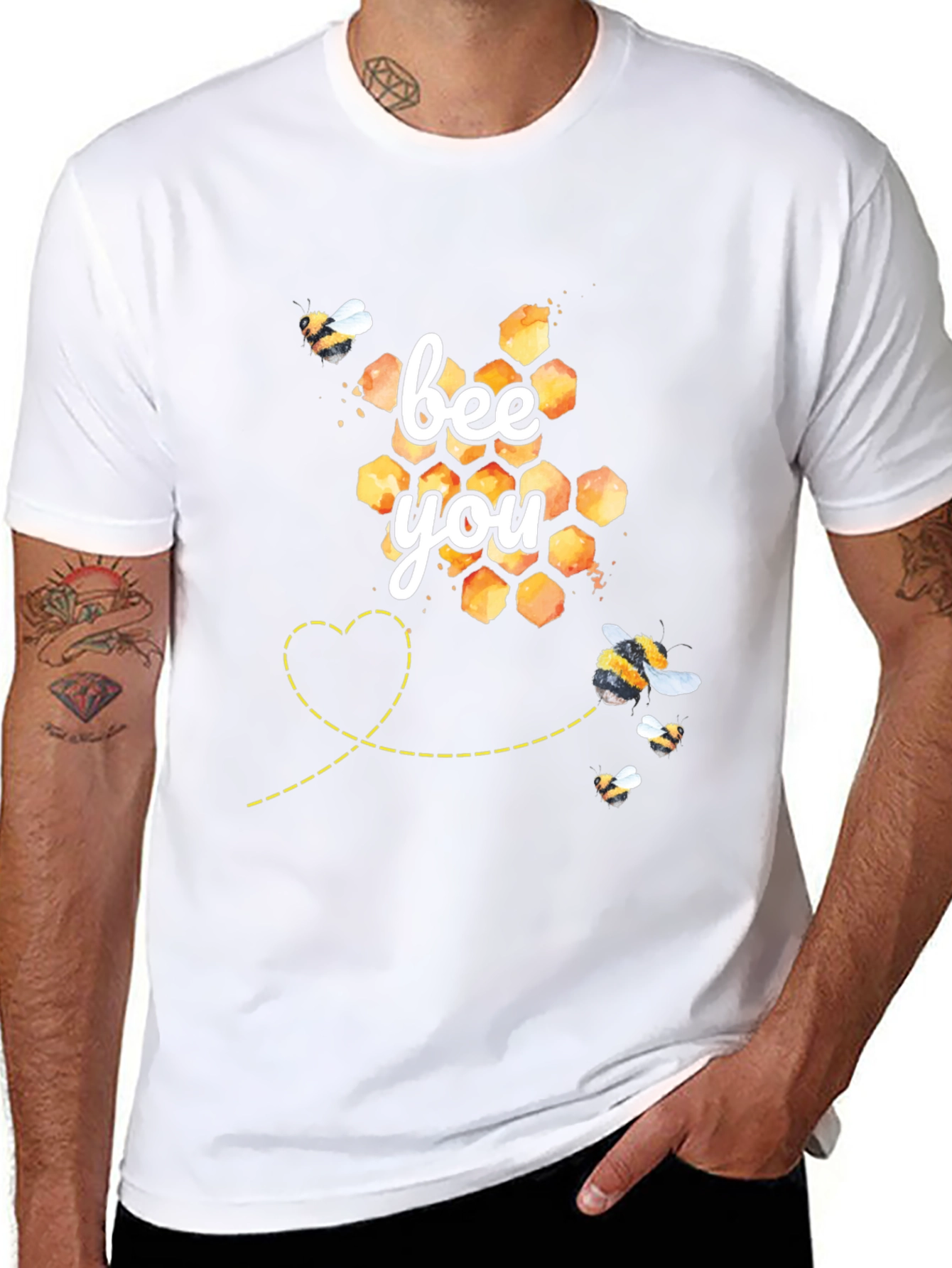 Bee You Graphic Tee - Honeycomb and Bees Design