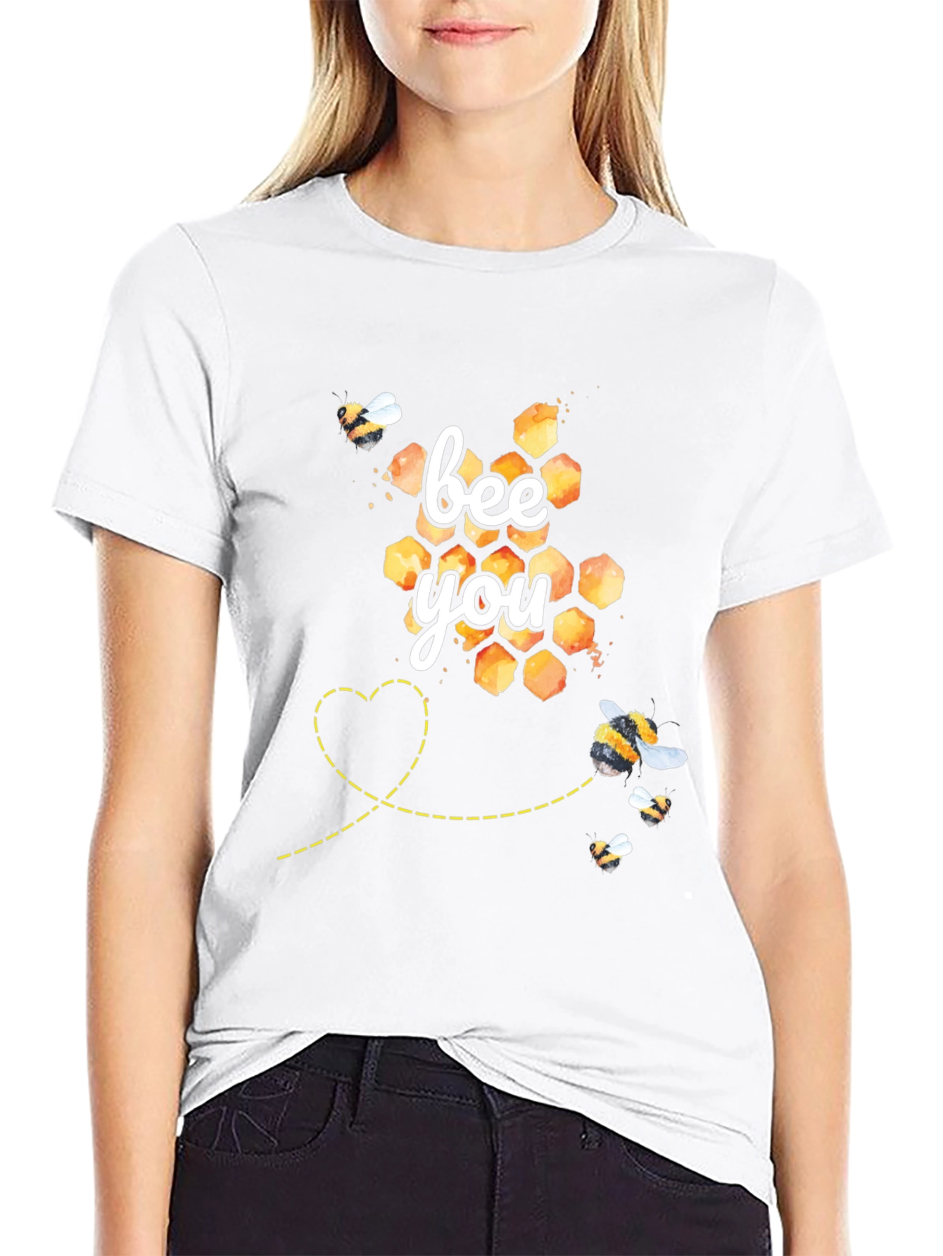 Bee You Graphic Tee - Honeycomb and Bees Design