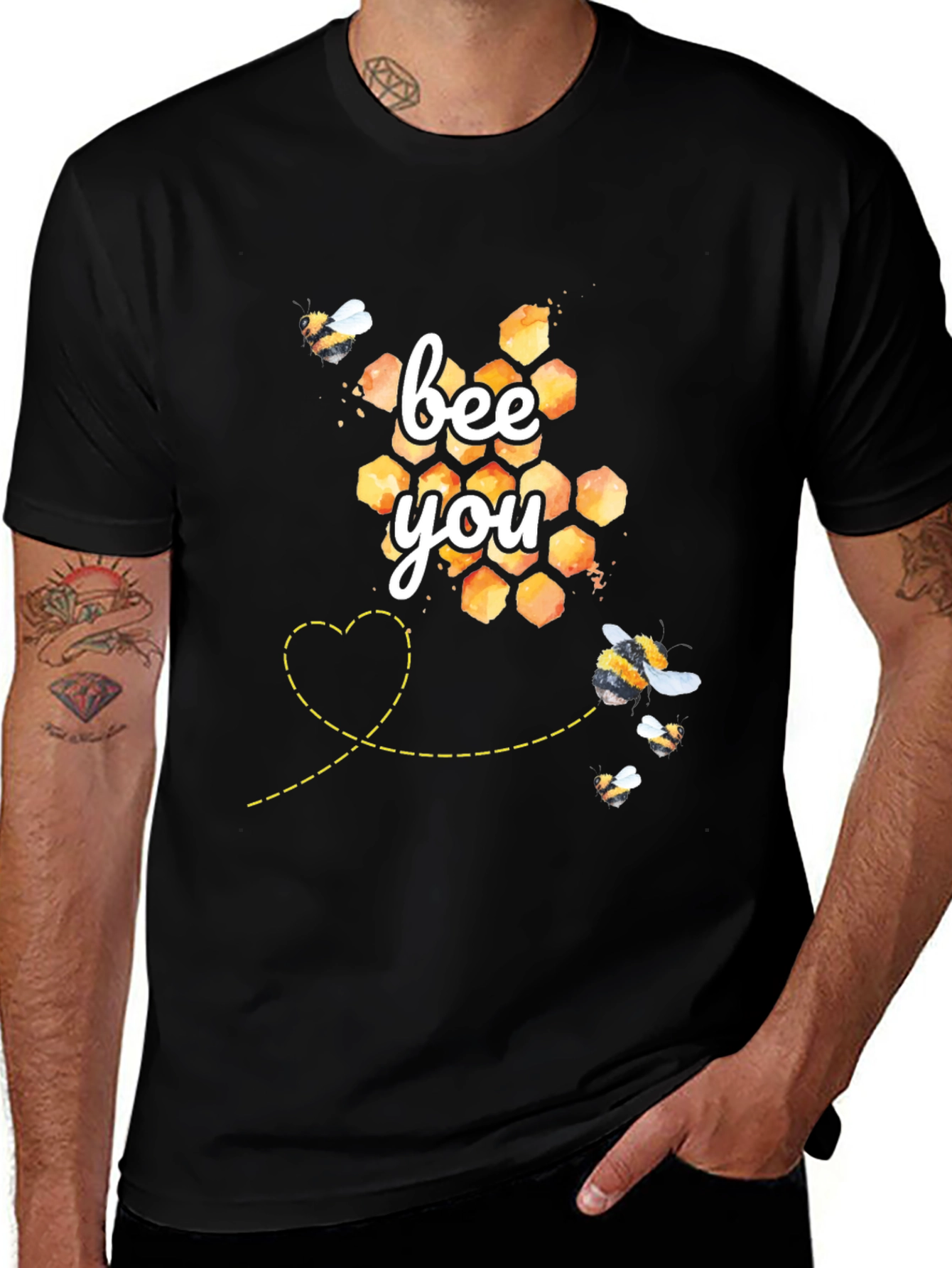 Bee You Graphic Tee - Honeycomb and Bees Design