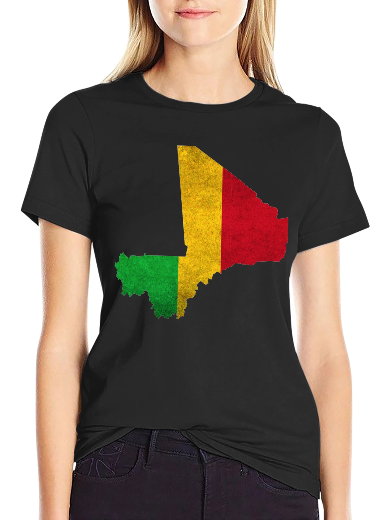 Mali Flag Map Graphic Black T-Shirt