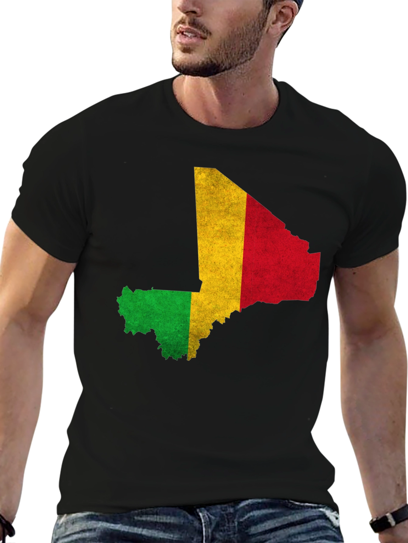 Mali Flag Map Graphic Black T-Shirt