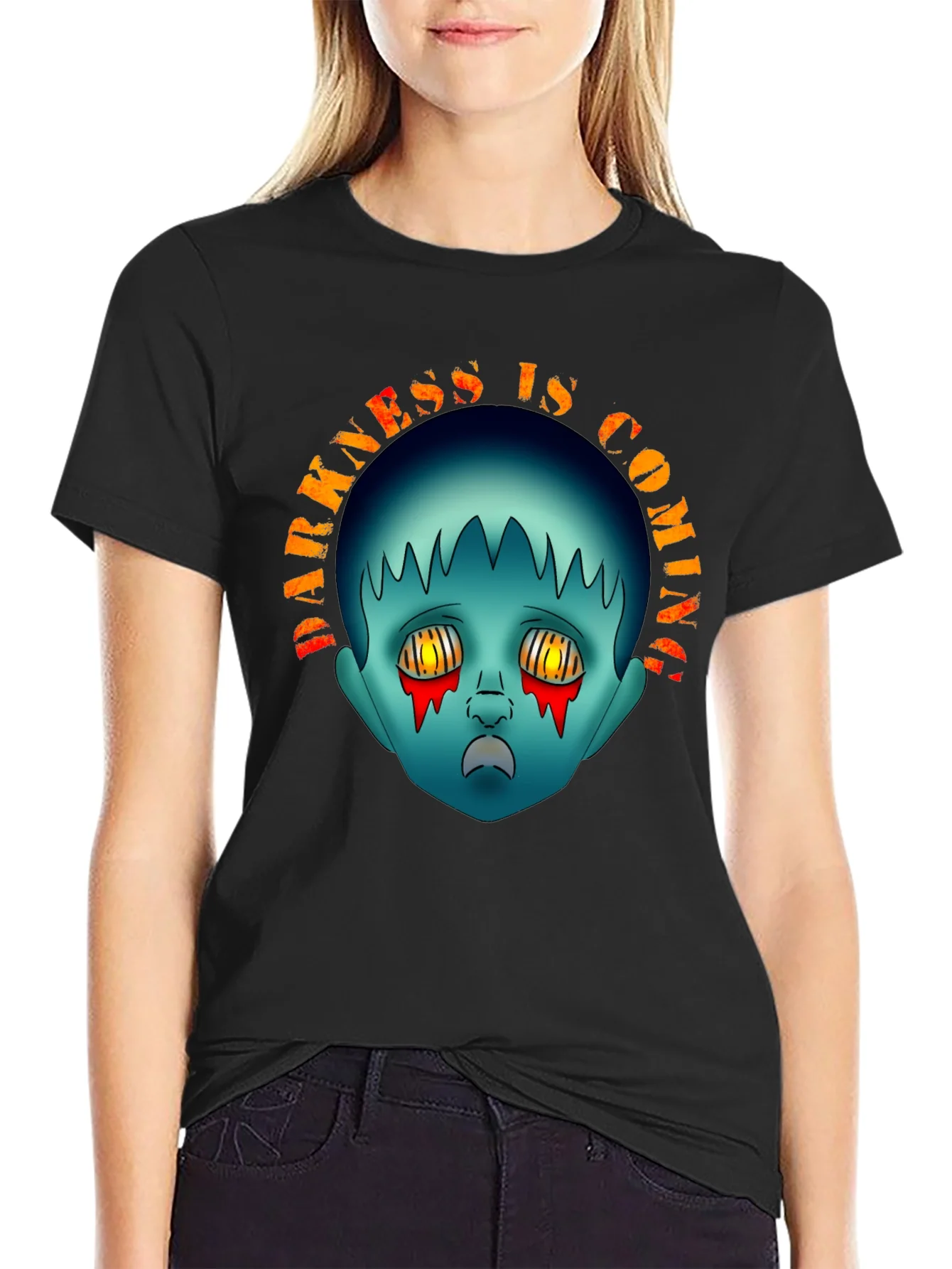 Darkness is Coming Graphic Tee - Creepy Horror Design