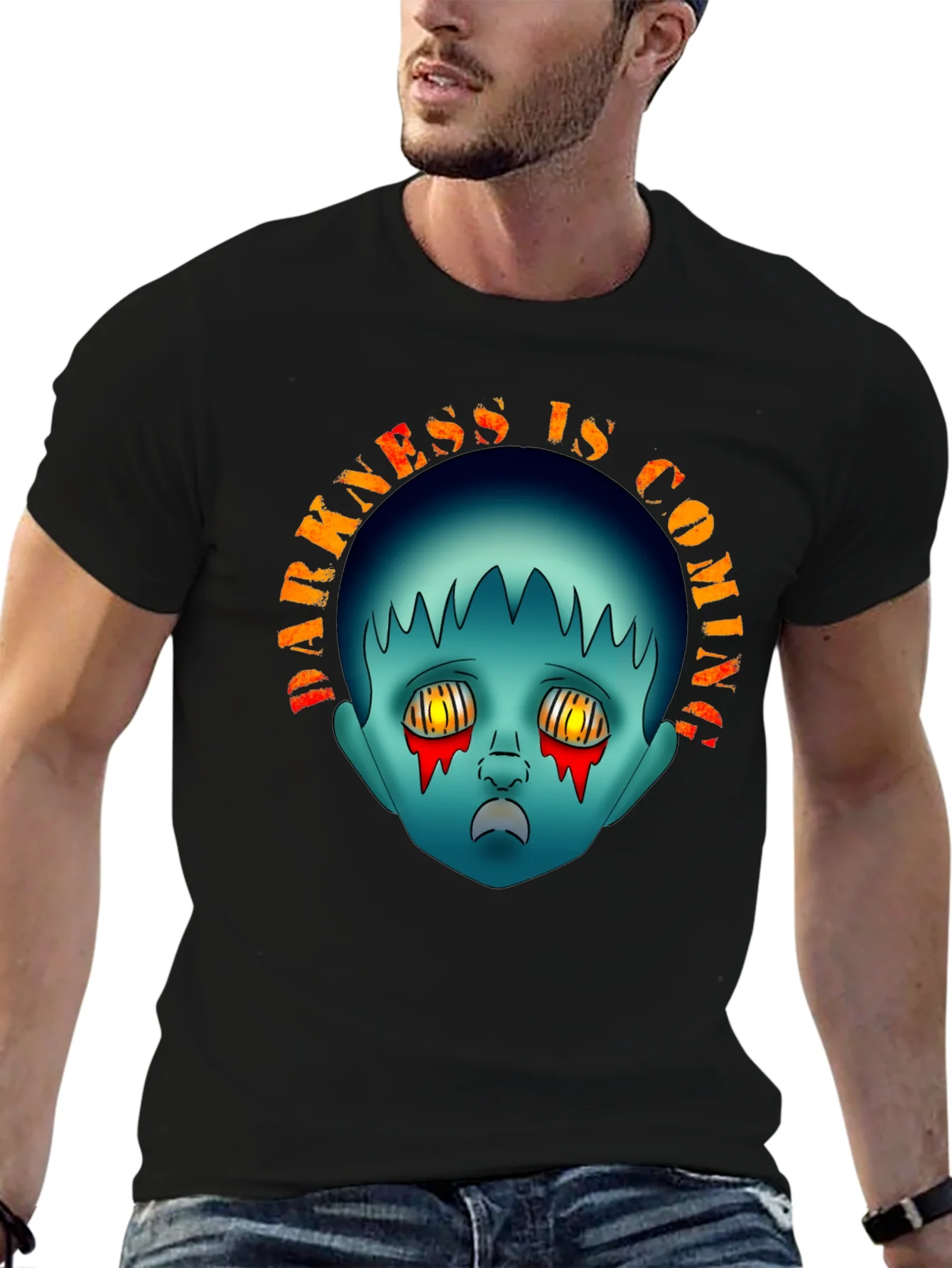 Darkness is Coming Graphic Tee - Creepy Horror Design
