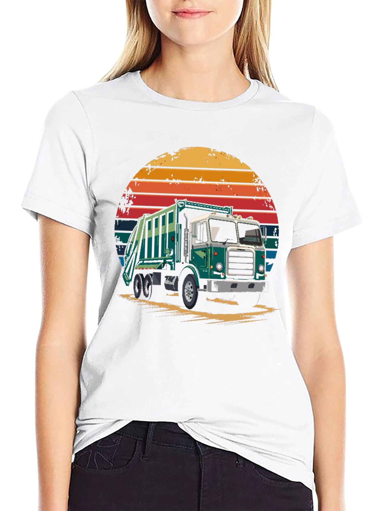 Garbage Truck Sunset Graphic T-Shirt