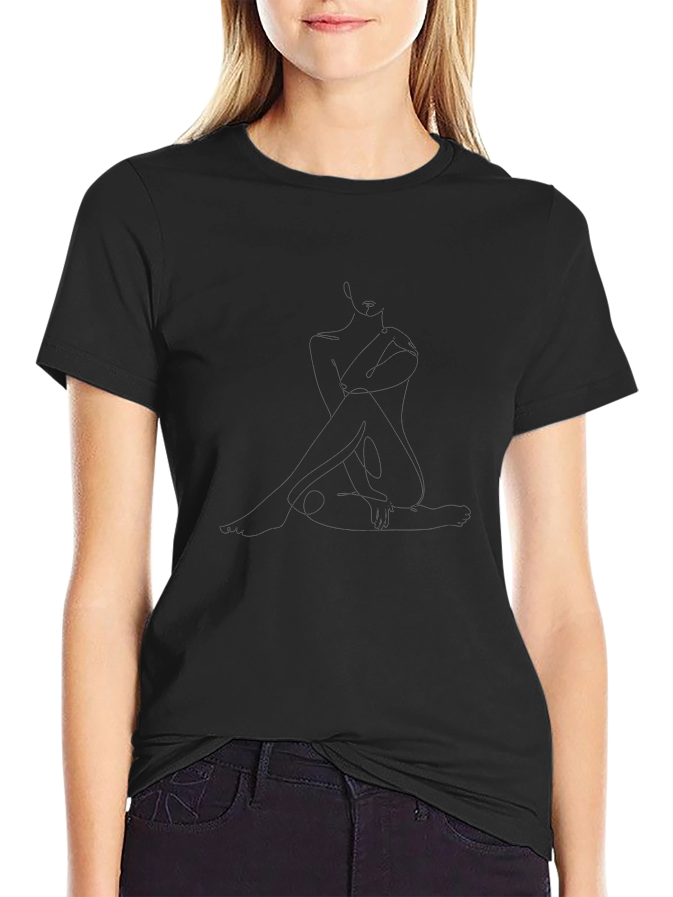 Mens Solid Black Crew Neck T-Shirt