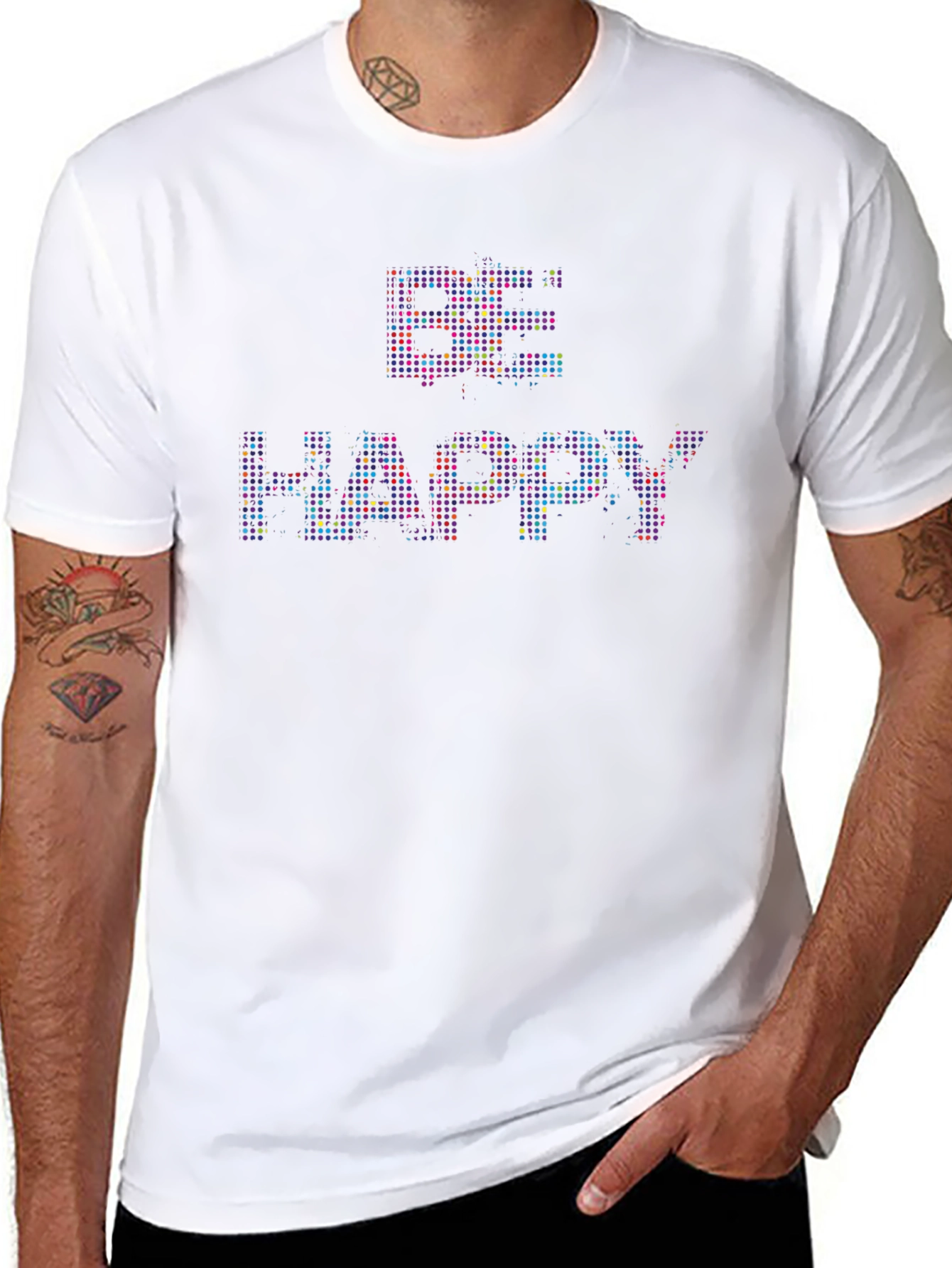 Be Happy Graphic Tee - Stylish Black Cotton T-Shirt