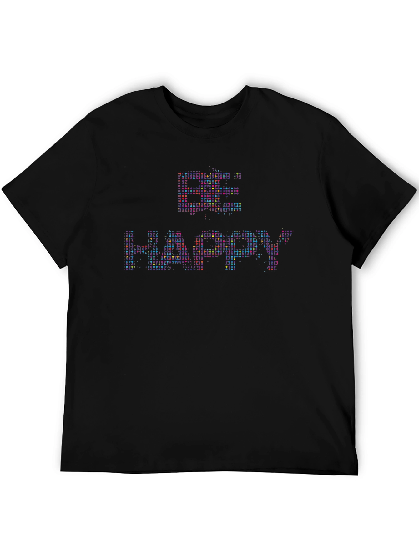Be Happy Graphic Tee - Stylish Black Cotton T-Shirt