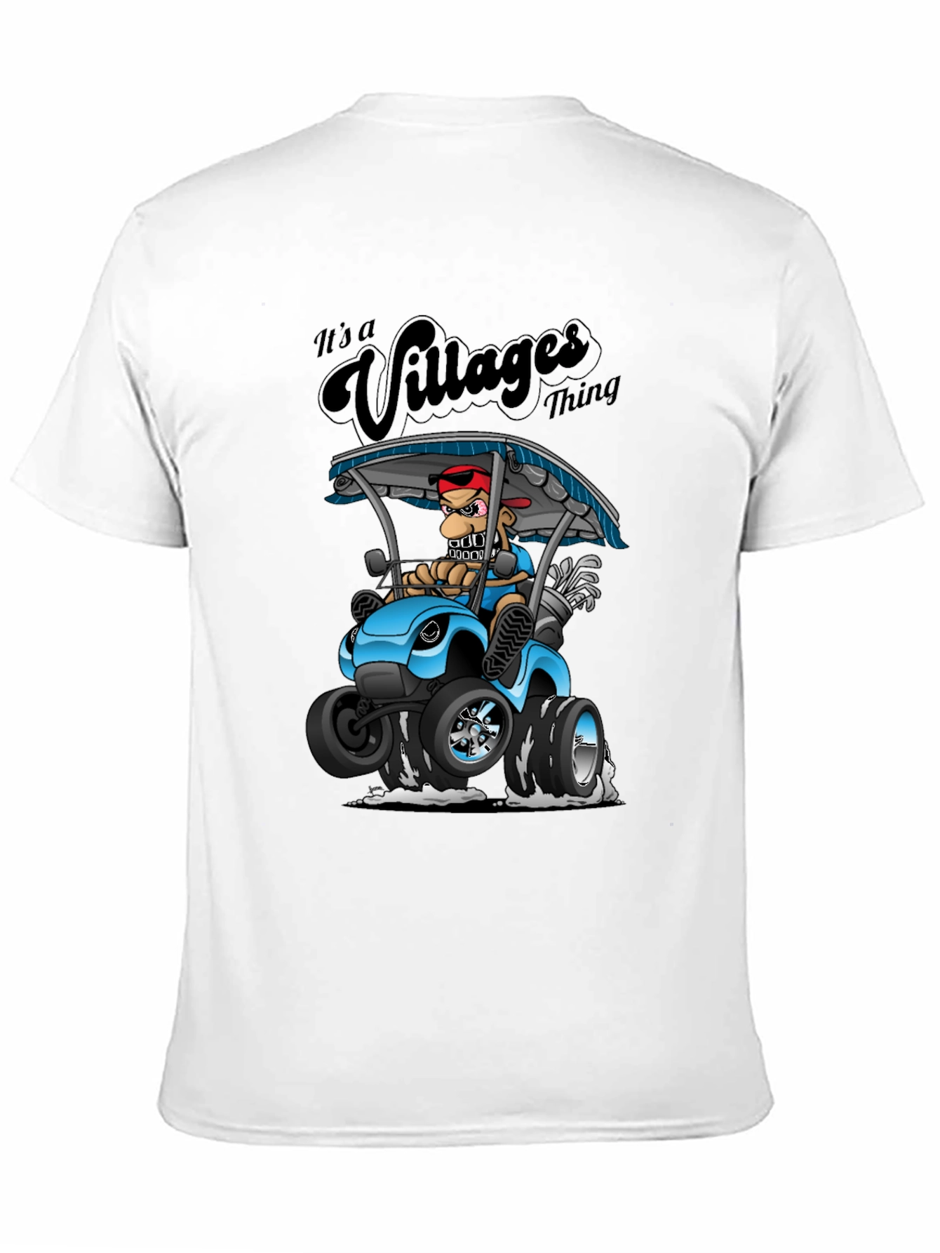 Villages Thing Cartoon Golf Cart Black T-Shirt