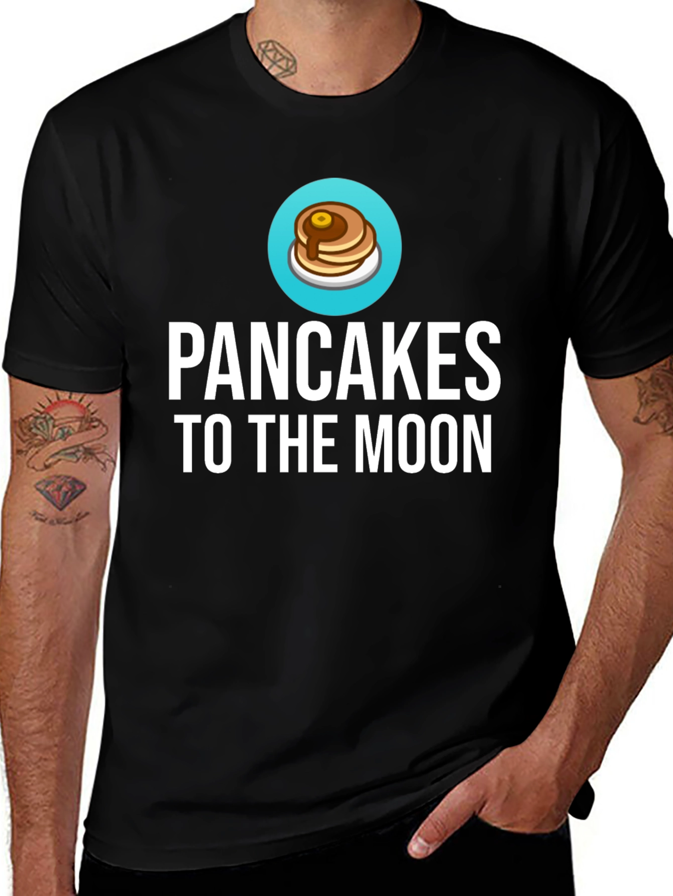 Pancakes to the Moon Graphic Tee - Black