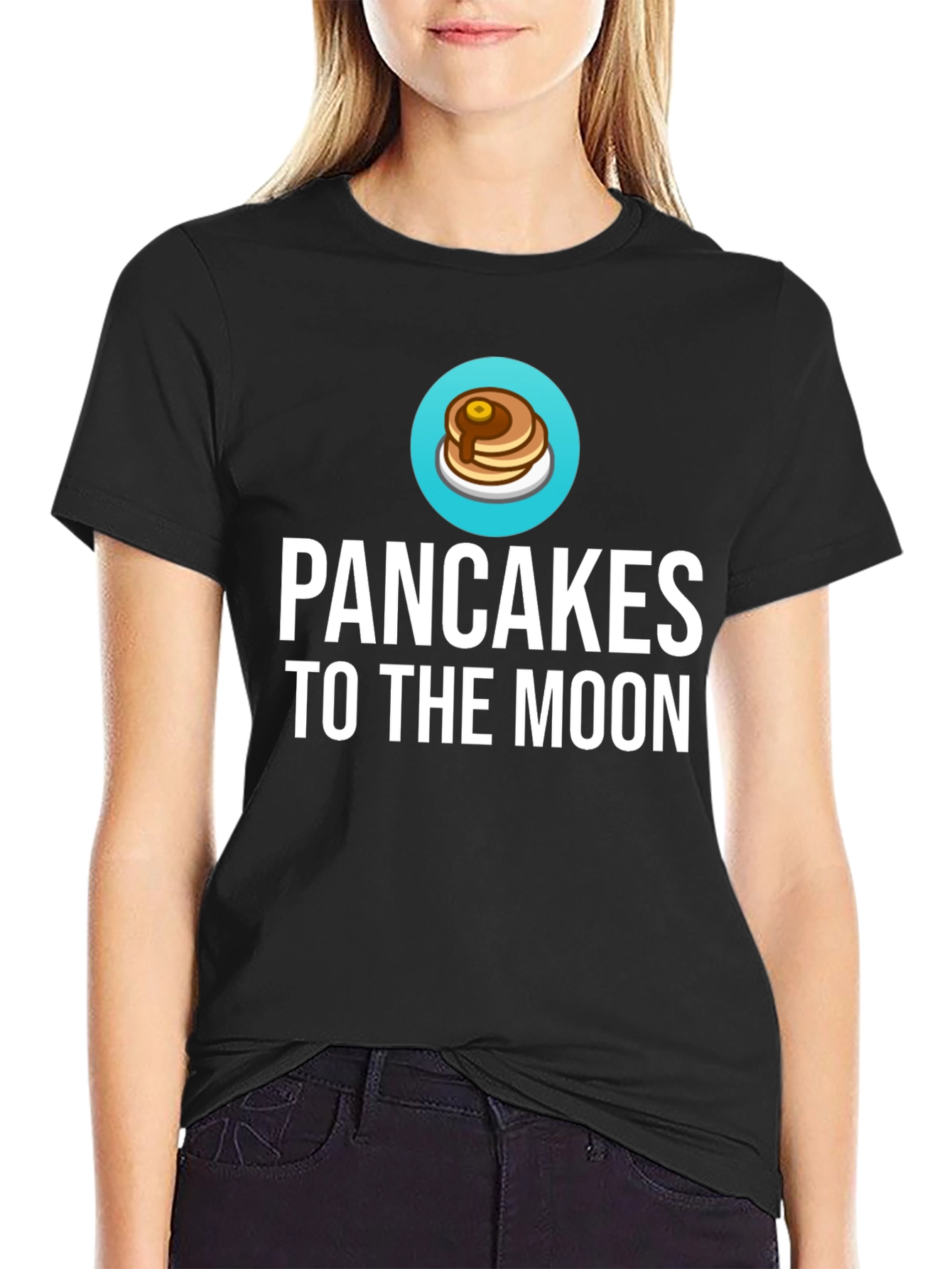 Pancakes to the Moon Graphic Tee - Black