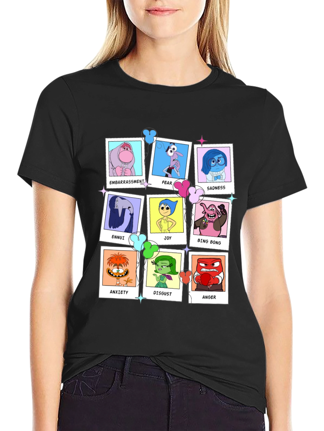 Inside Out Emotions T-Shirt - Black Graphic Tee