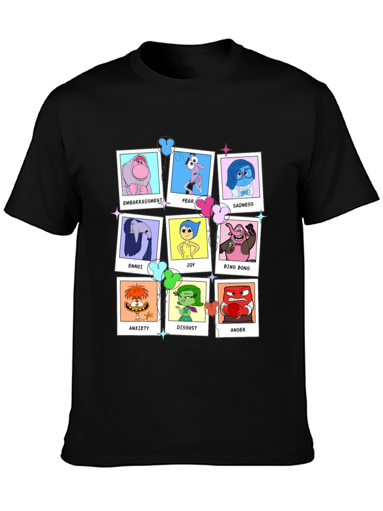 Inside Out Emotions T-Shirt - Black Graphic Tee