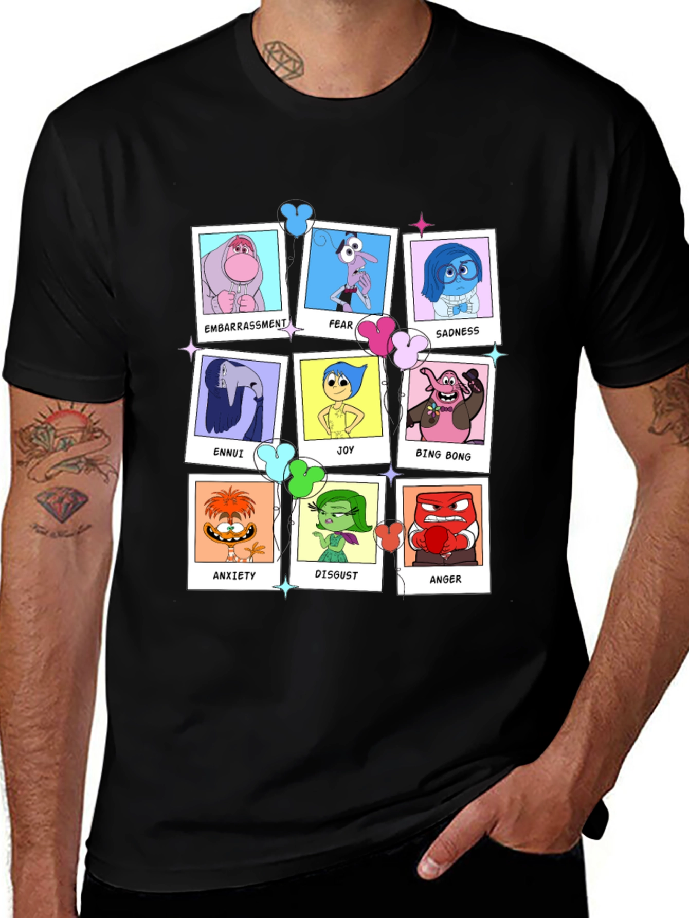Inside Out Emotions T-Shirt - Black Graphic Tee