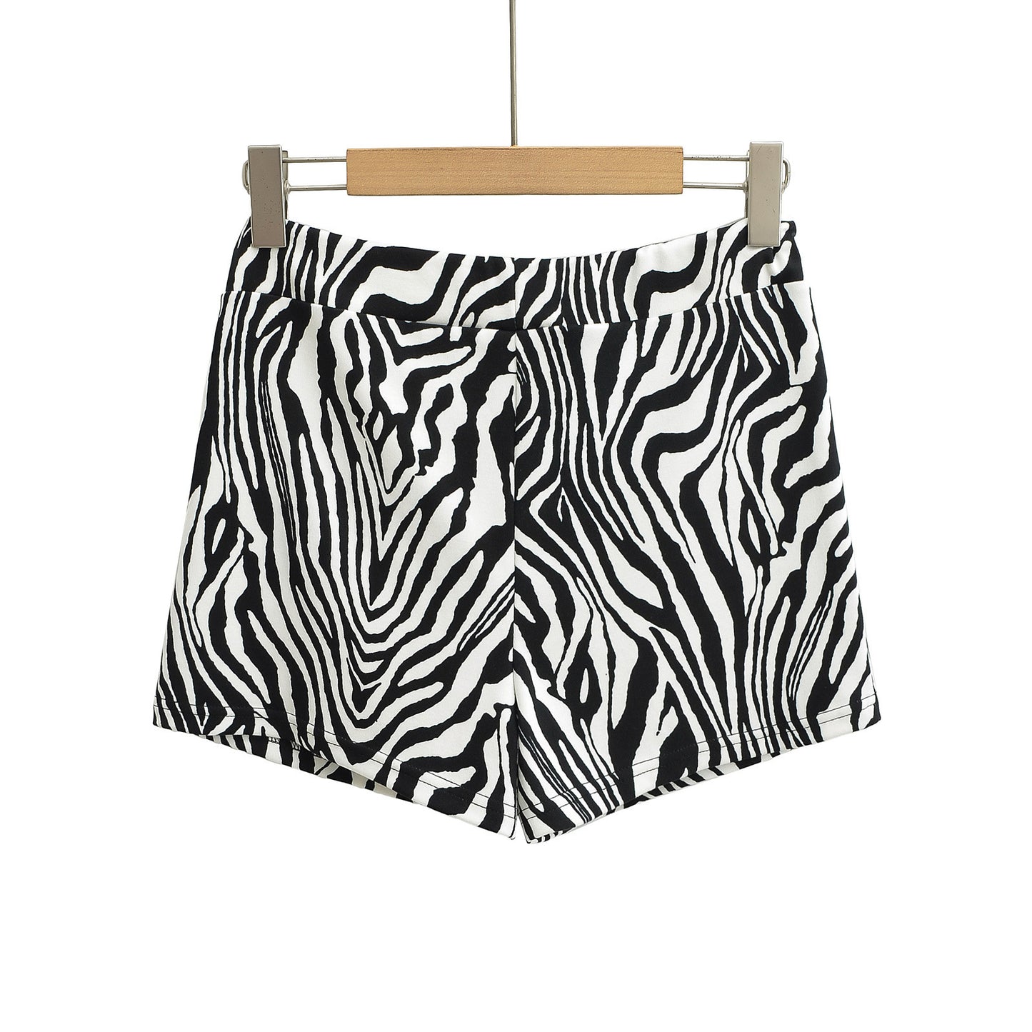 Two piece leopard print halter top+drawstring low waisted shorts