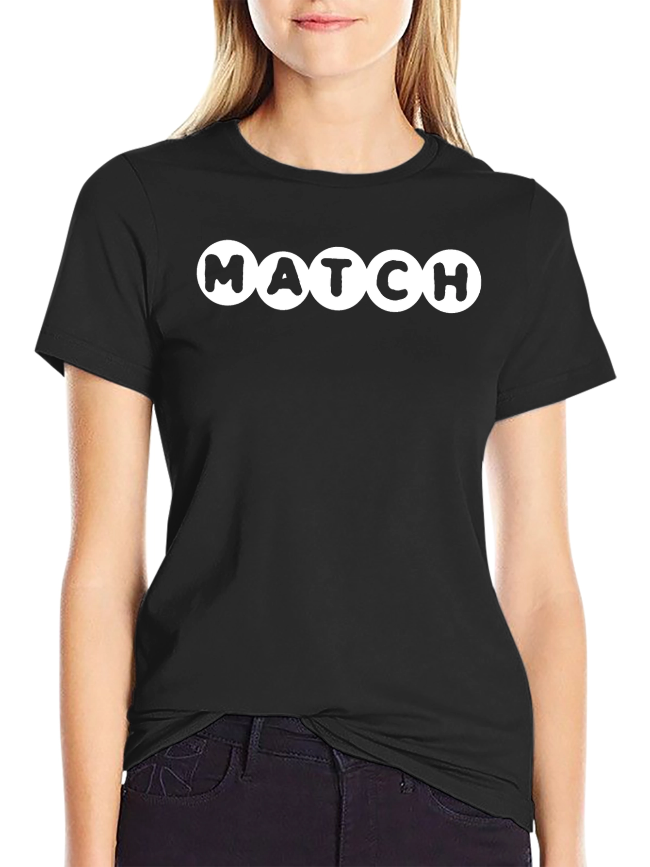 Match Bubble Letter Black T-Shirt