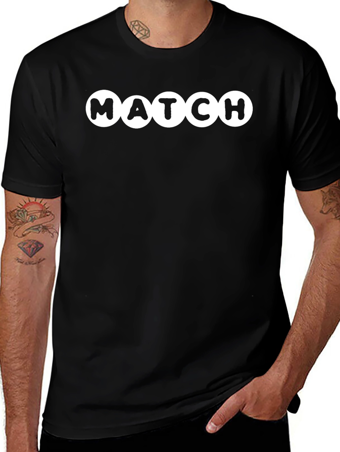 Match Bubble Letter Black T-Shirt