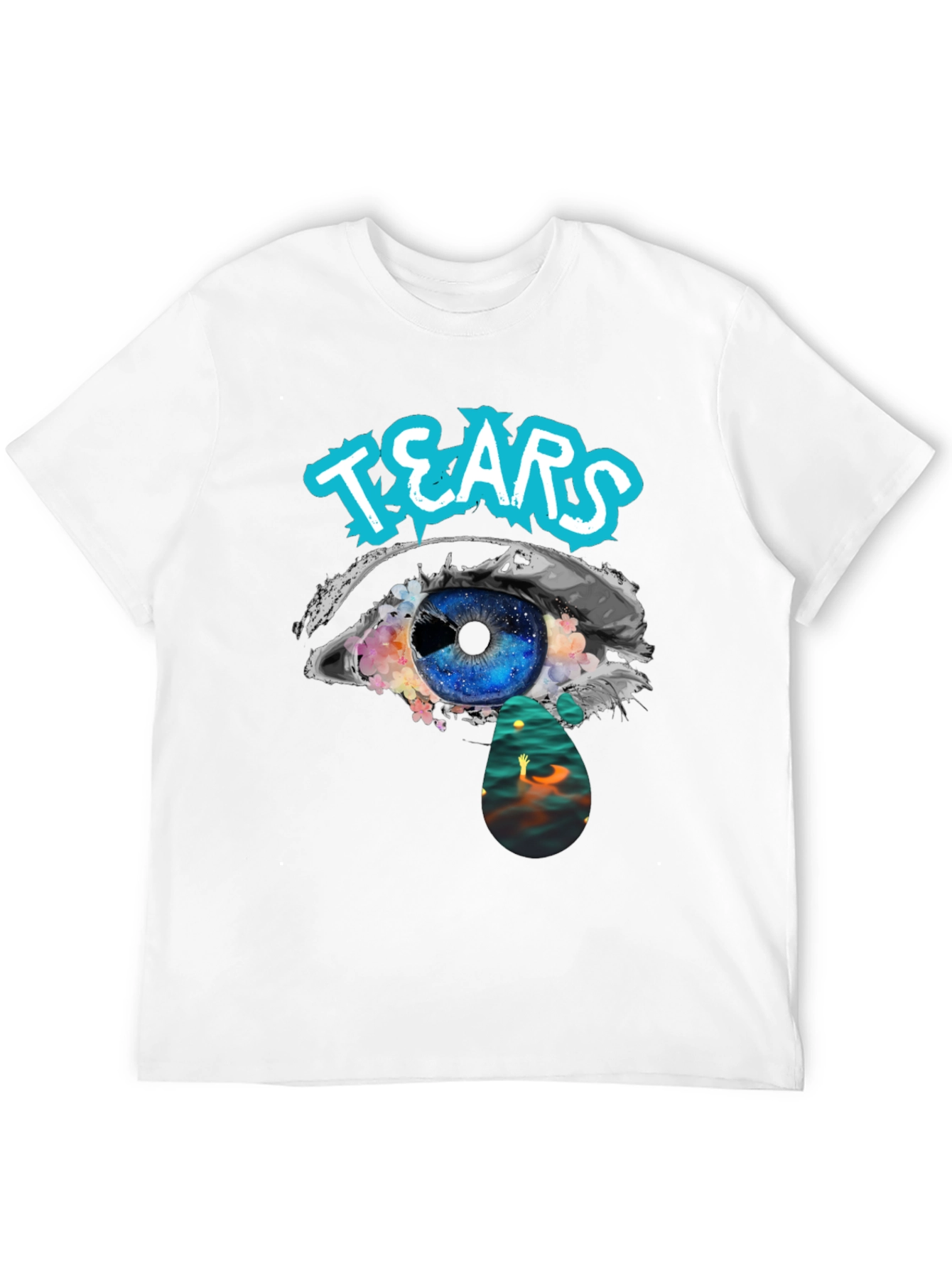 Tears Graphic Print Black Cotton T-Shirt