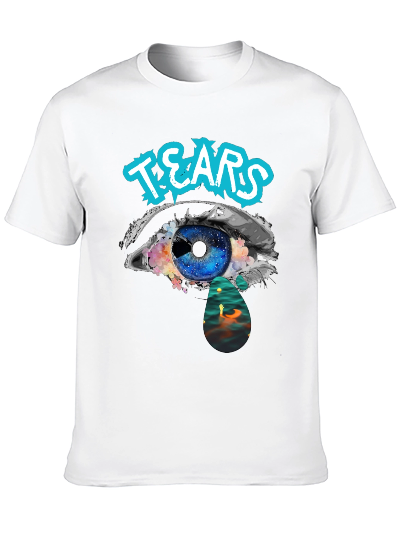 Tears Graphic Print Black Cotton T-Shirt