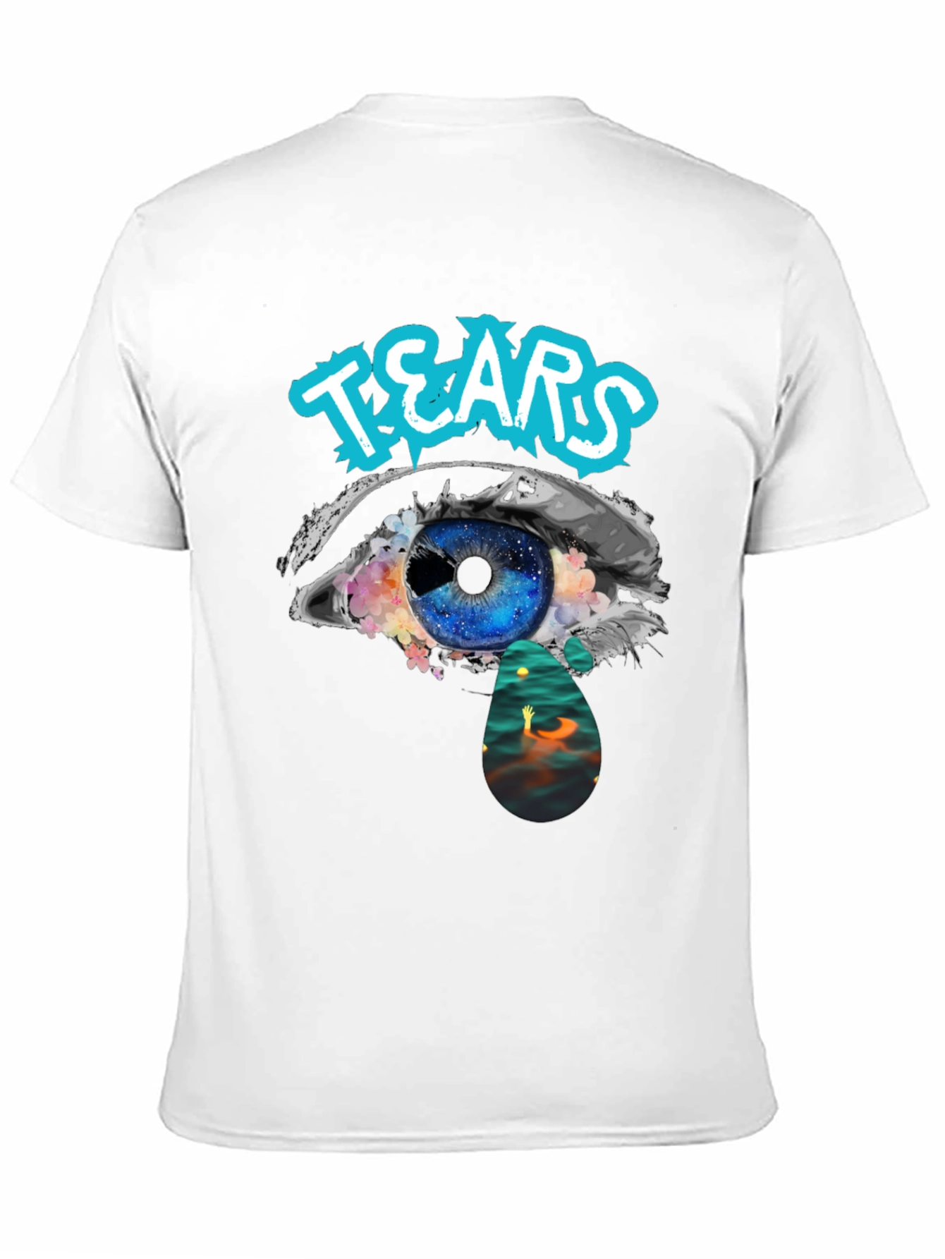 Tears Graphic Print Black Cotton T-Shirt