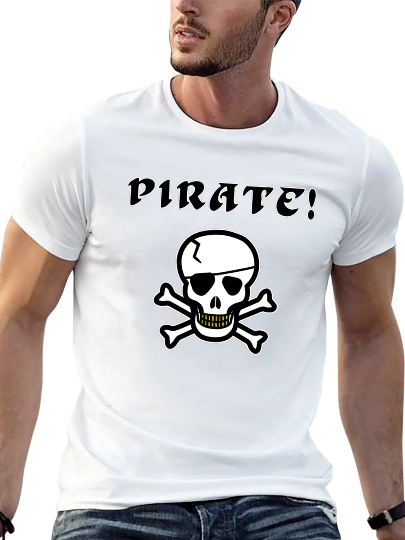 Pirate Skull Graphic Tee - Black Cotton T-Shirt