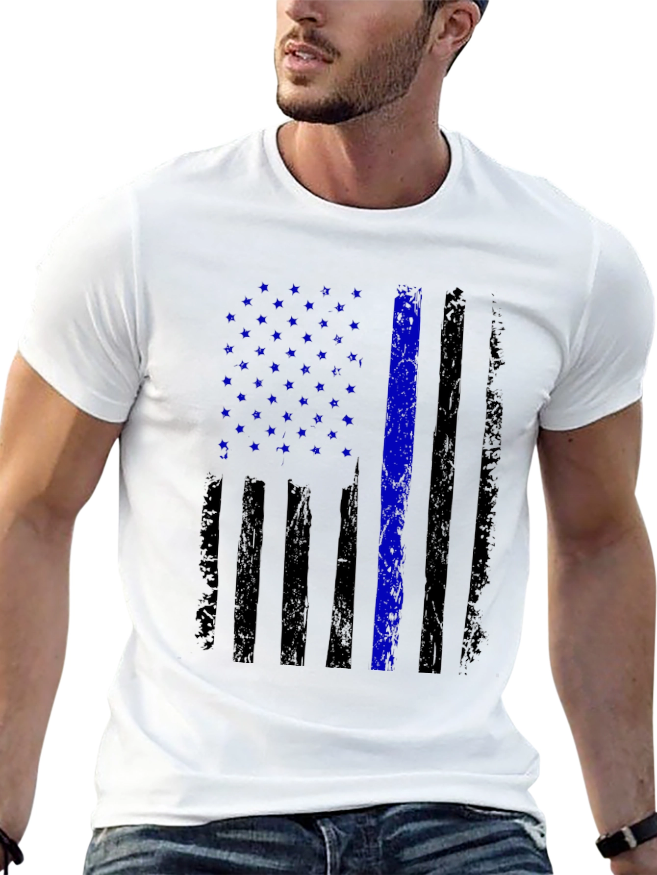 Thin Blue Line Flag Graphic T-Shirt