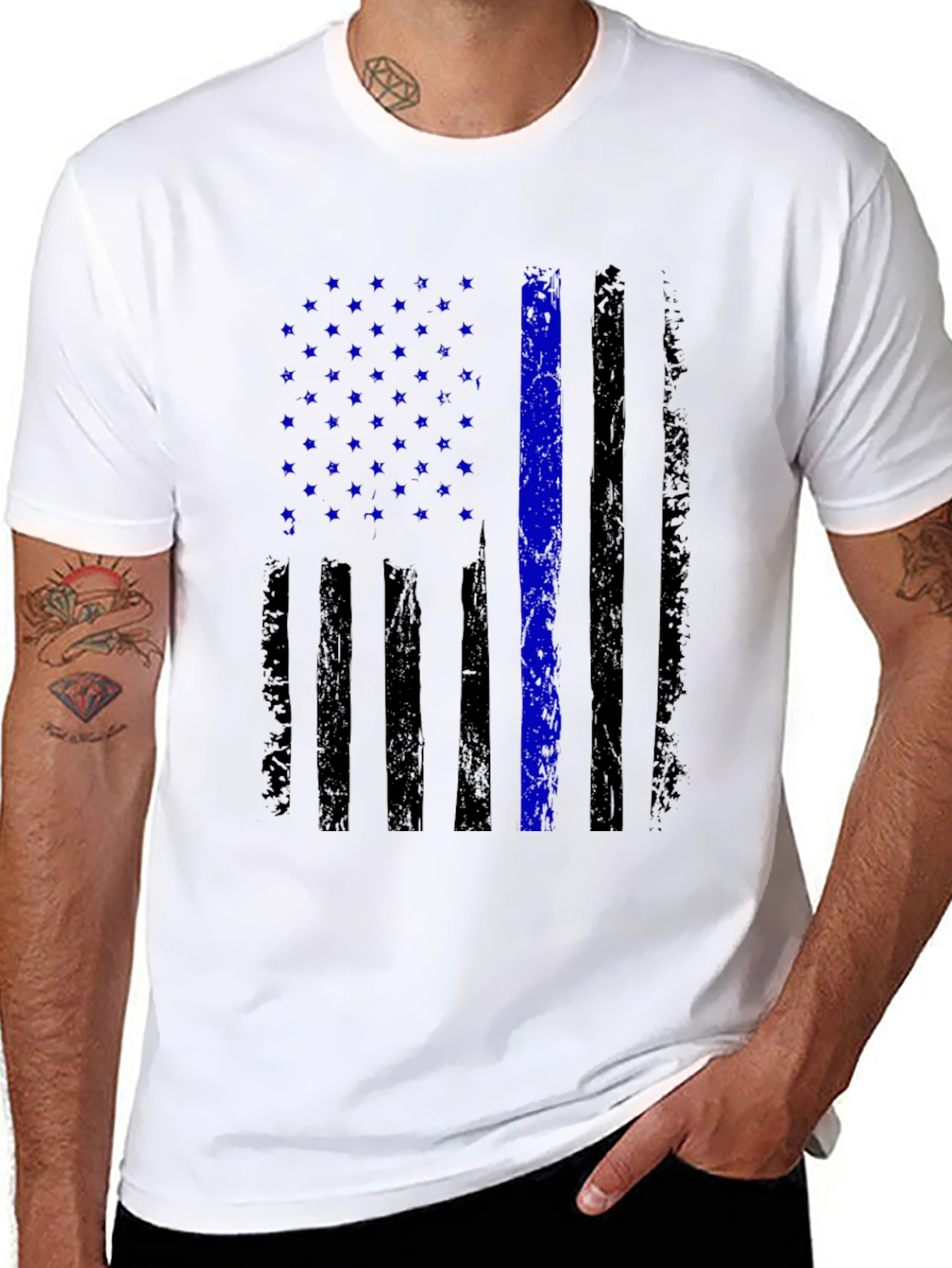 Thin Blue Line Flag Graphic T-Shirt