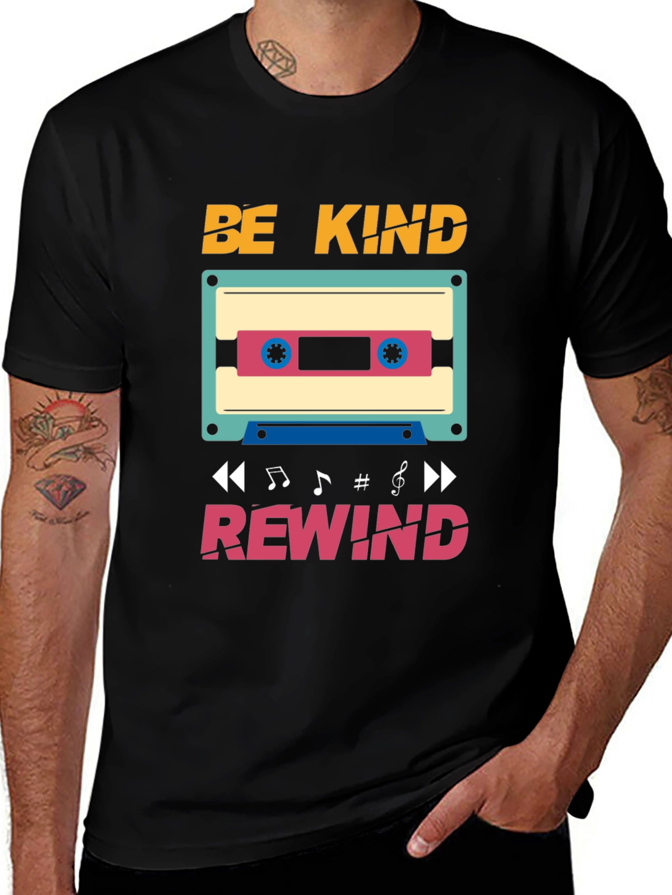 Be Kind Rewind T-Shirt - Retro Cassette Design