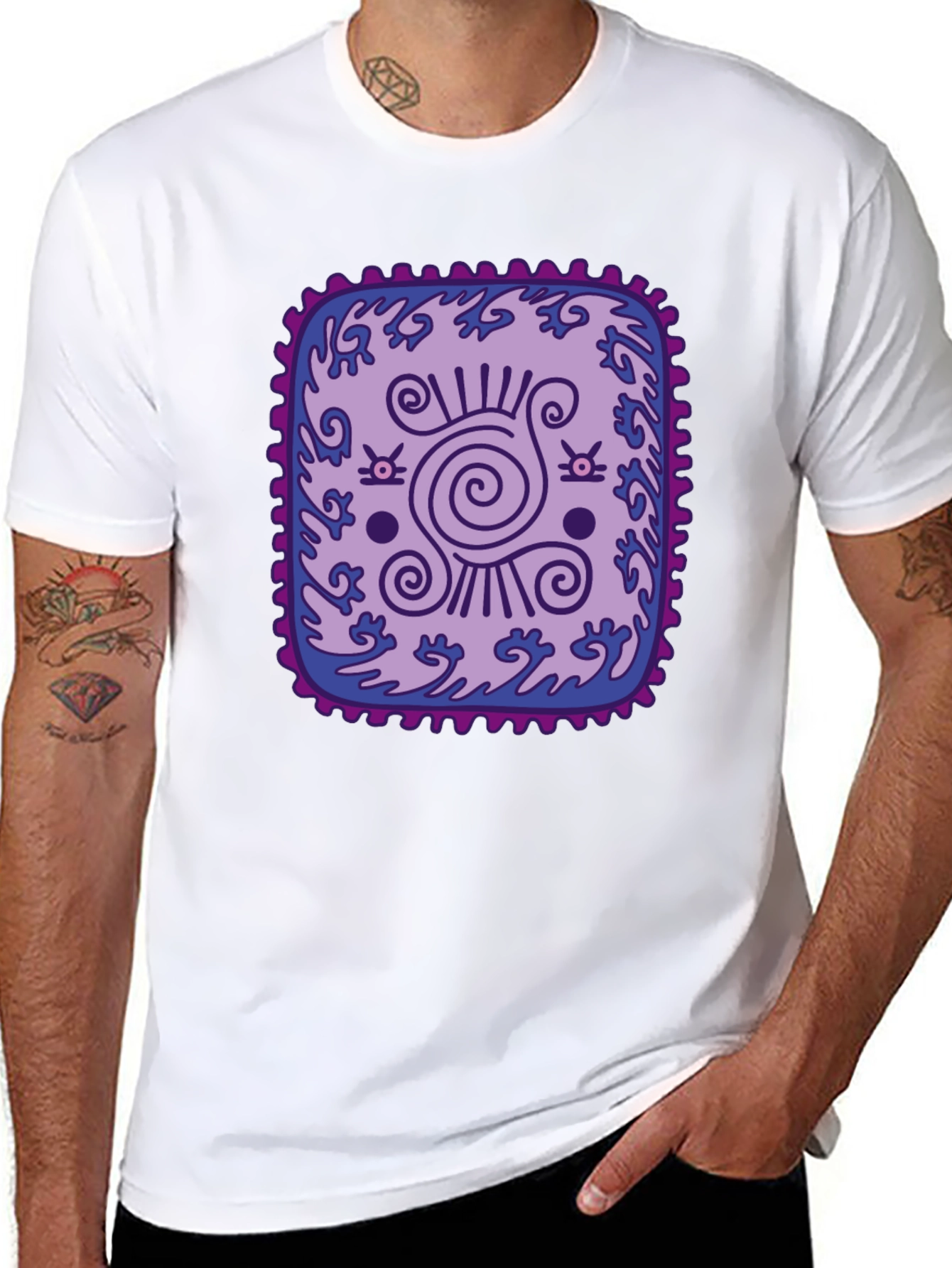 Unique Graphic Tee: Purple & Blue Pattern T-Shirt