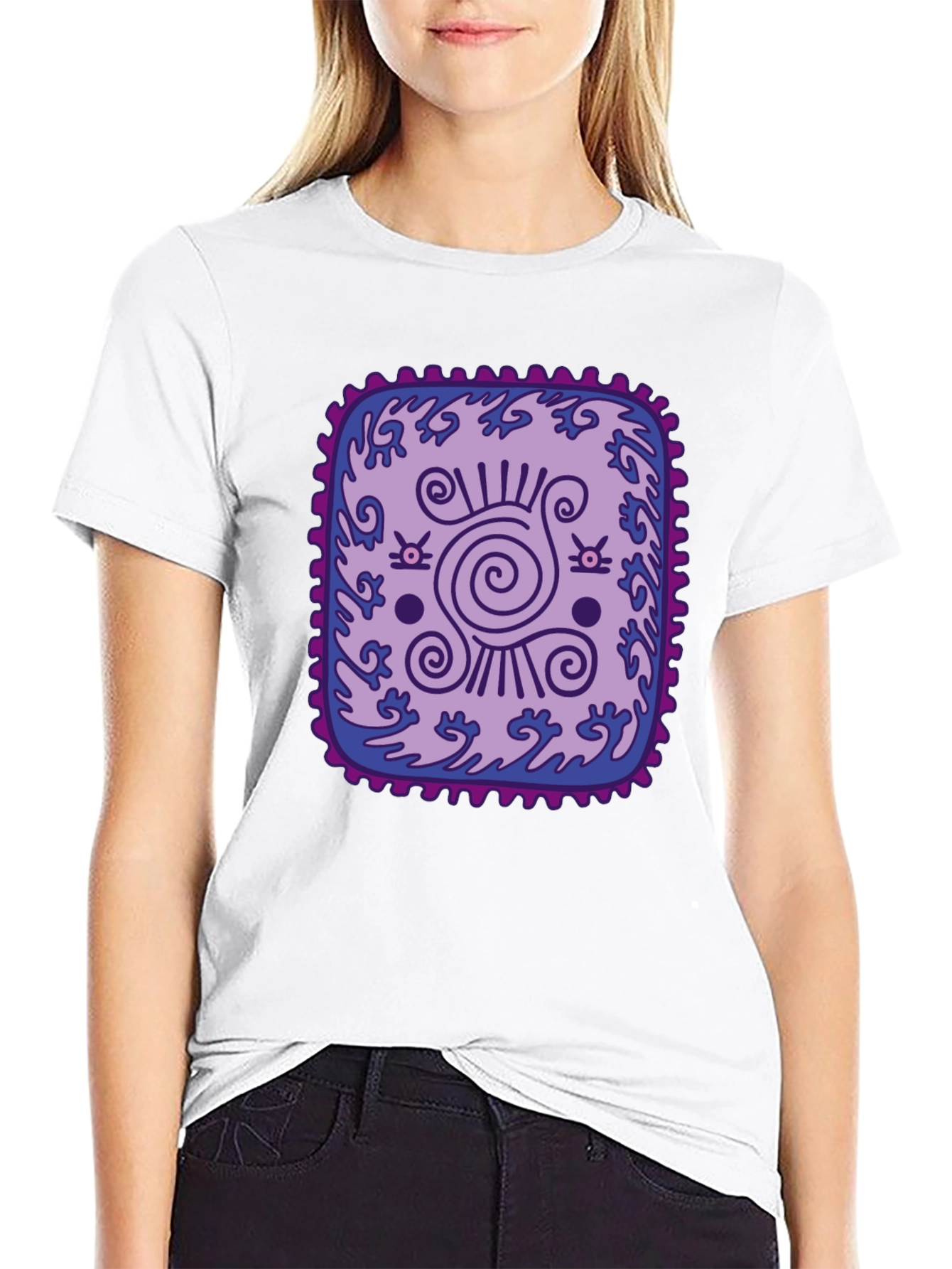 Unique Graphic Tee: Purple & Blue Pattern T-Shirt