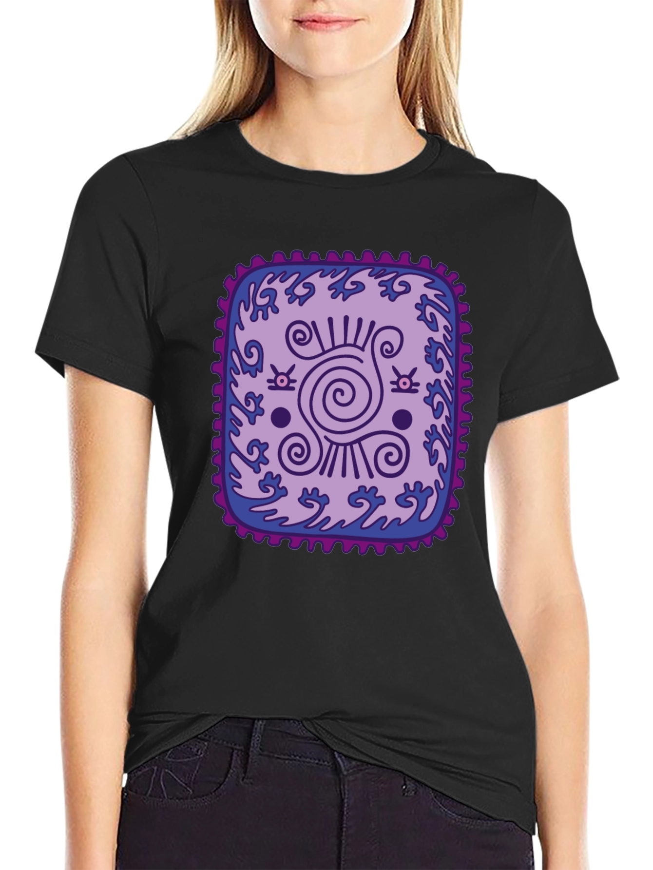 Unique Graphic Tee: Purple & Blue Pattern T-Shirt