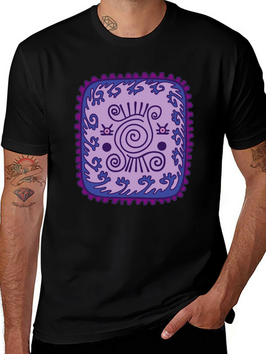 Unique Graphic Tee: Purple & Blue Pattern T-Shirt