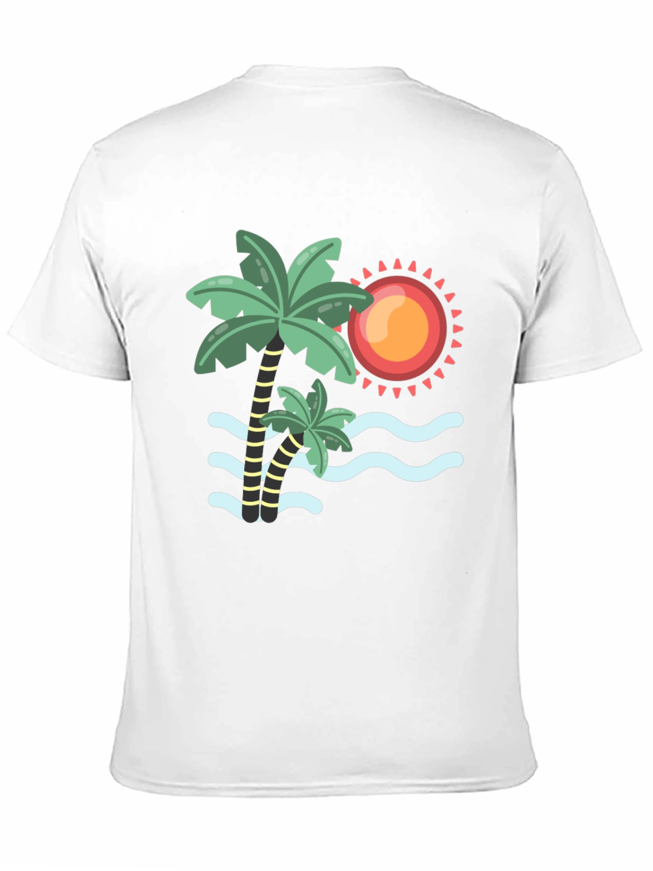 Tropical Palm Tree & Sun Graphic Tee - Black